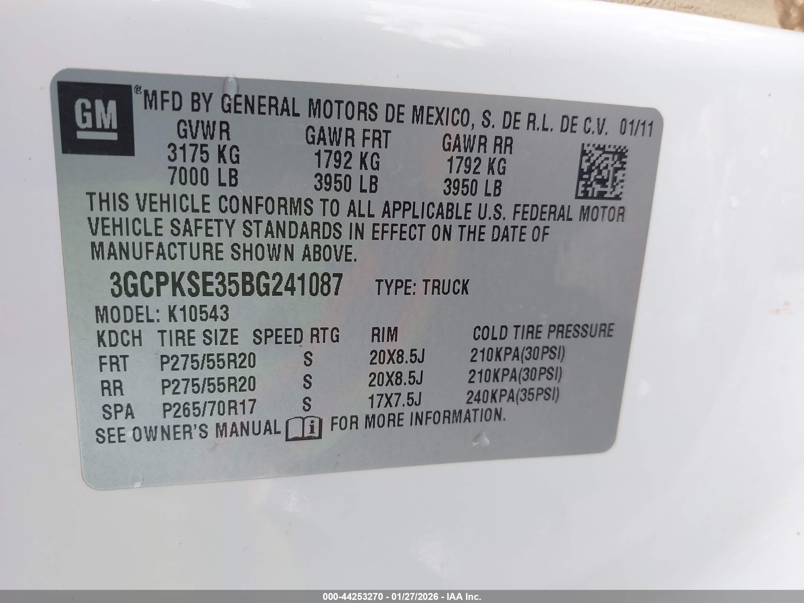2011 Chevrolet Silverado 1500 Lt White vin: 3GCPKSE35BG241087