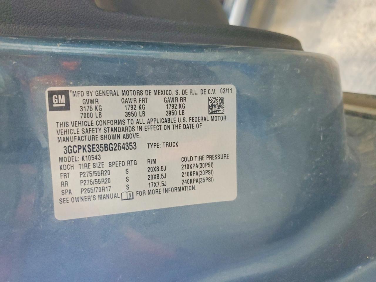 2011 Chevrolet Silverado K1500 Lt Blue vin: 3GCPKSE35BG264353