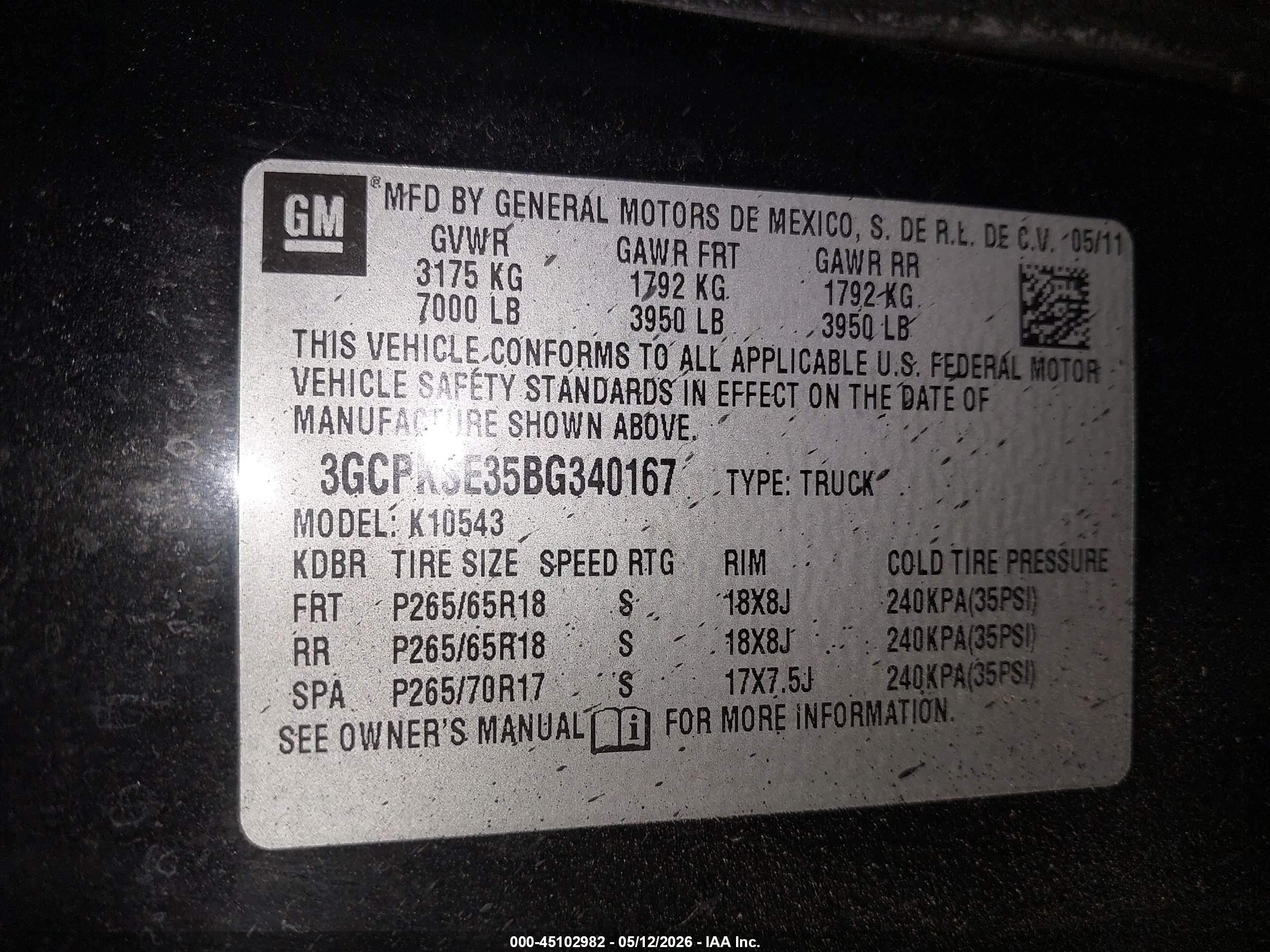 2011 Chevrolet Silverado 1500 Lt Black vin: 3GCPKSE35BG340167