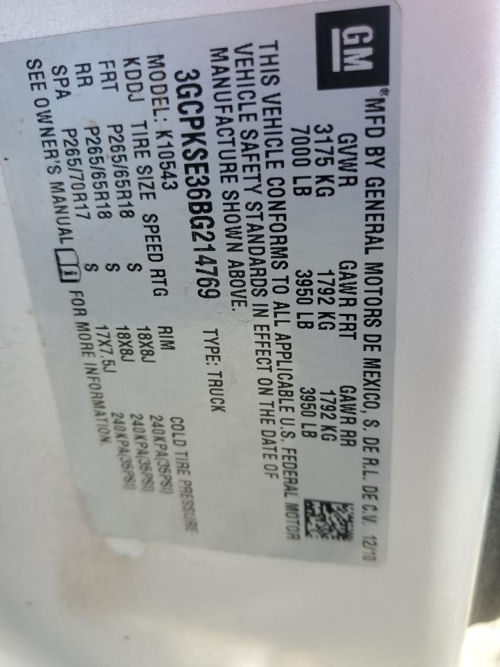 2011 Chevrolet Silverado K1500 Lt Silver vin: 3GCPKSE36BG214769