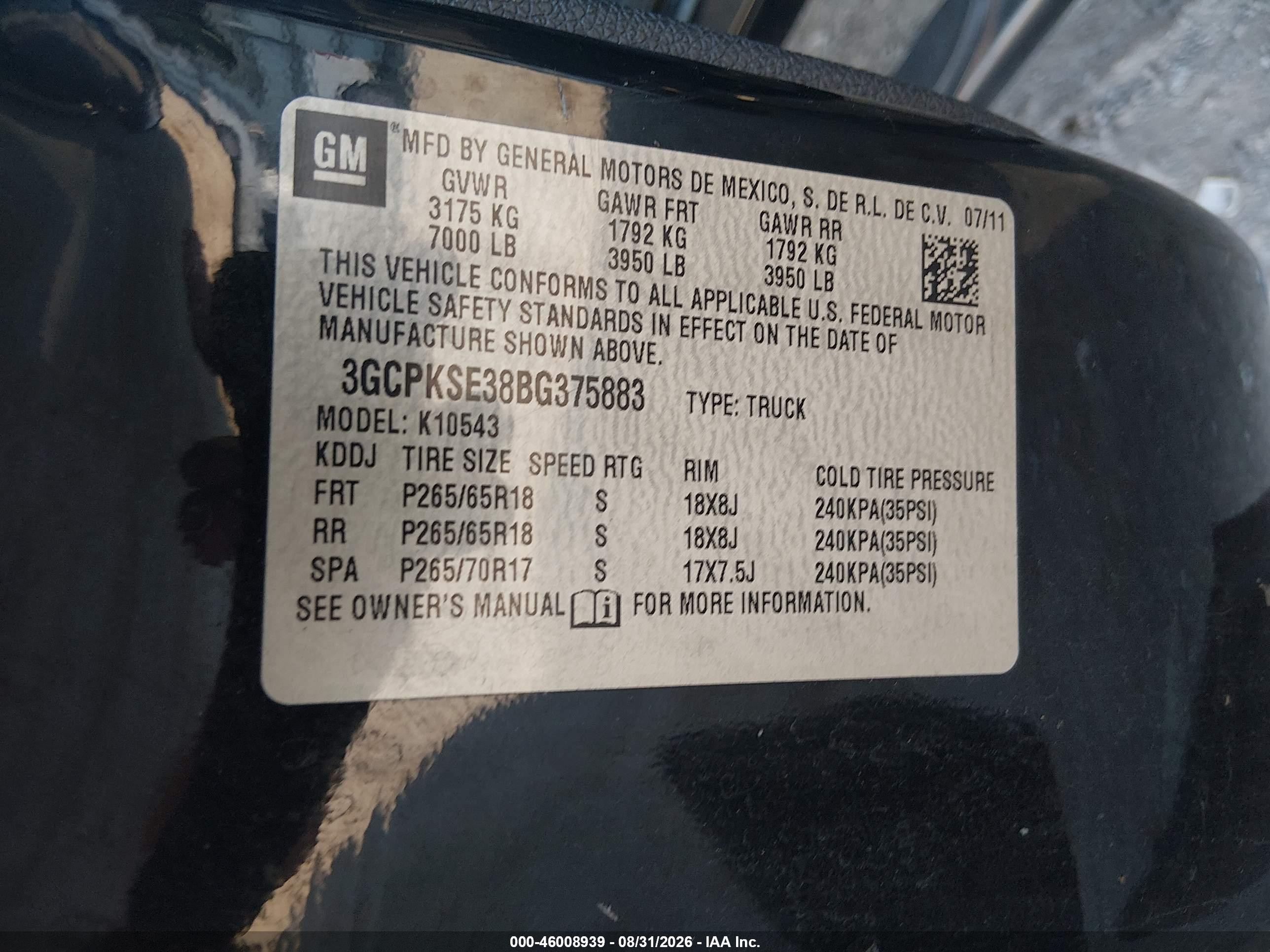 2011 Chevrolet Silverado 1500 Lt Черный vin: 3GCPKSE38BG375883