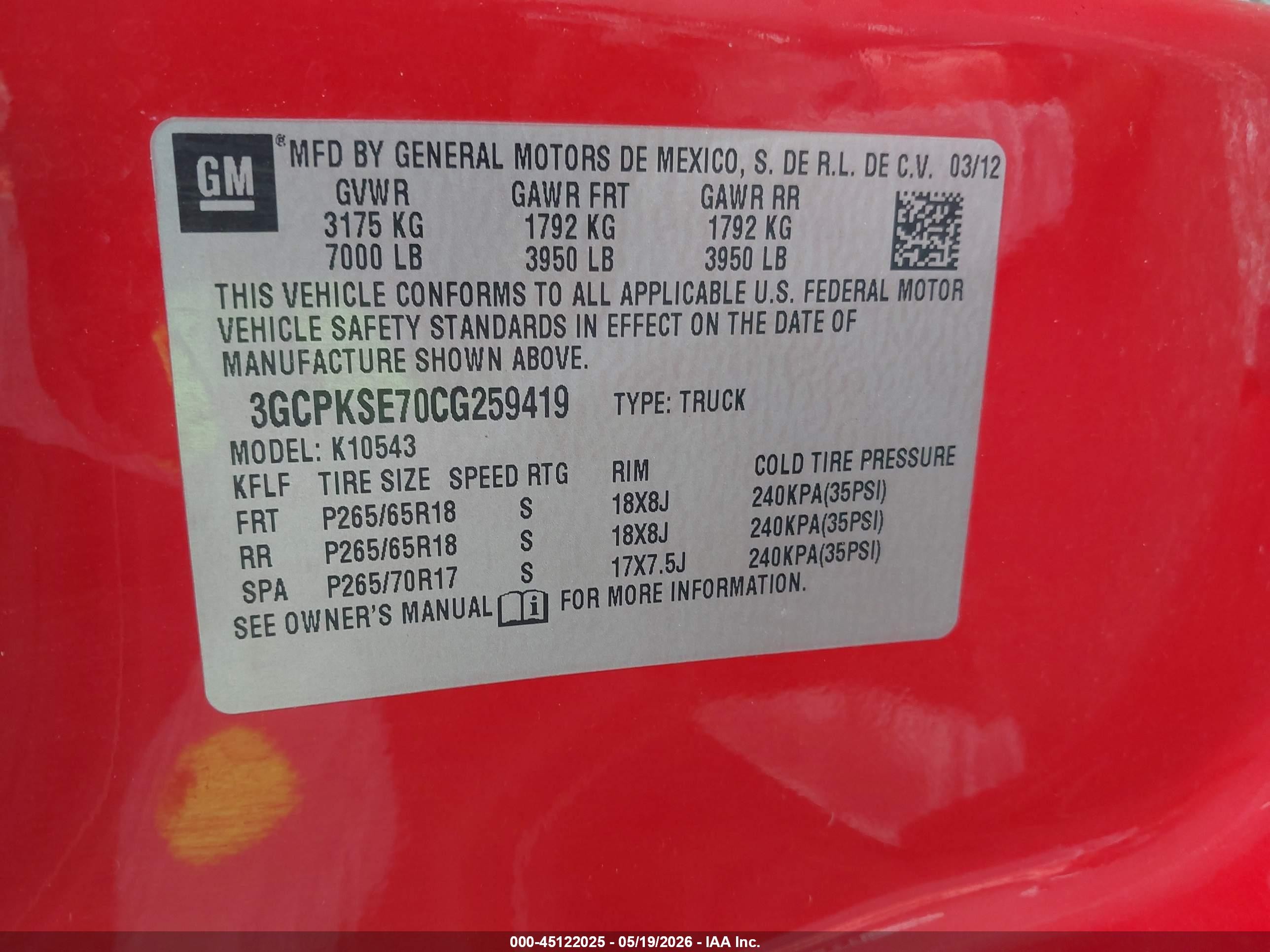 2012 Chevrolet Silverado 1500 Lt Красный vin: 3GCPKSE70CG259419