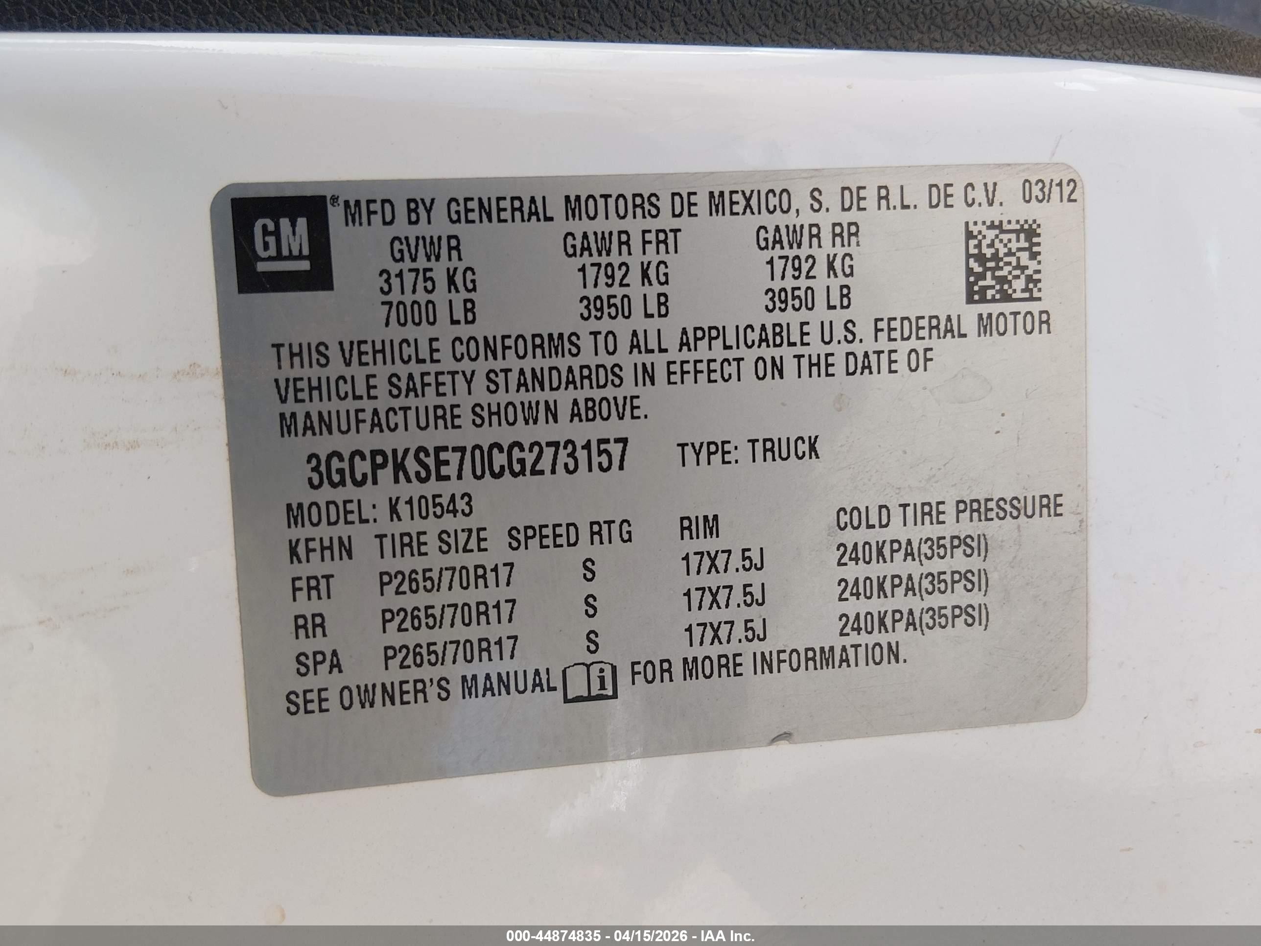 2012 Chevrolet Silverado 1500 Lt White vin: 3GCPKSE70CG273157