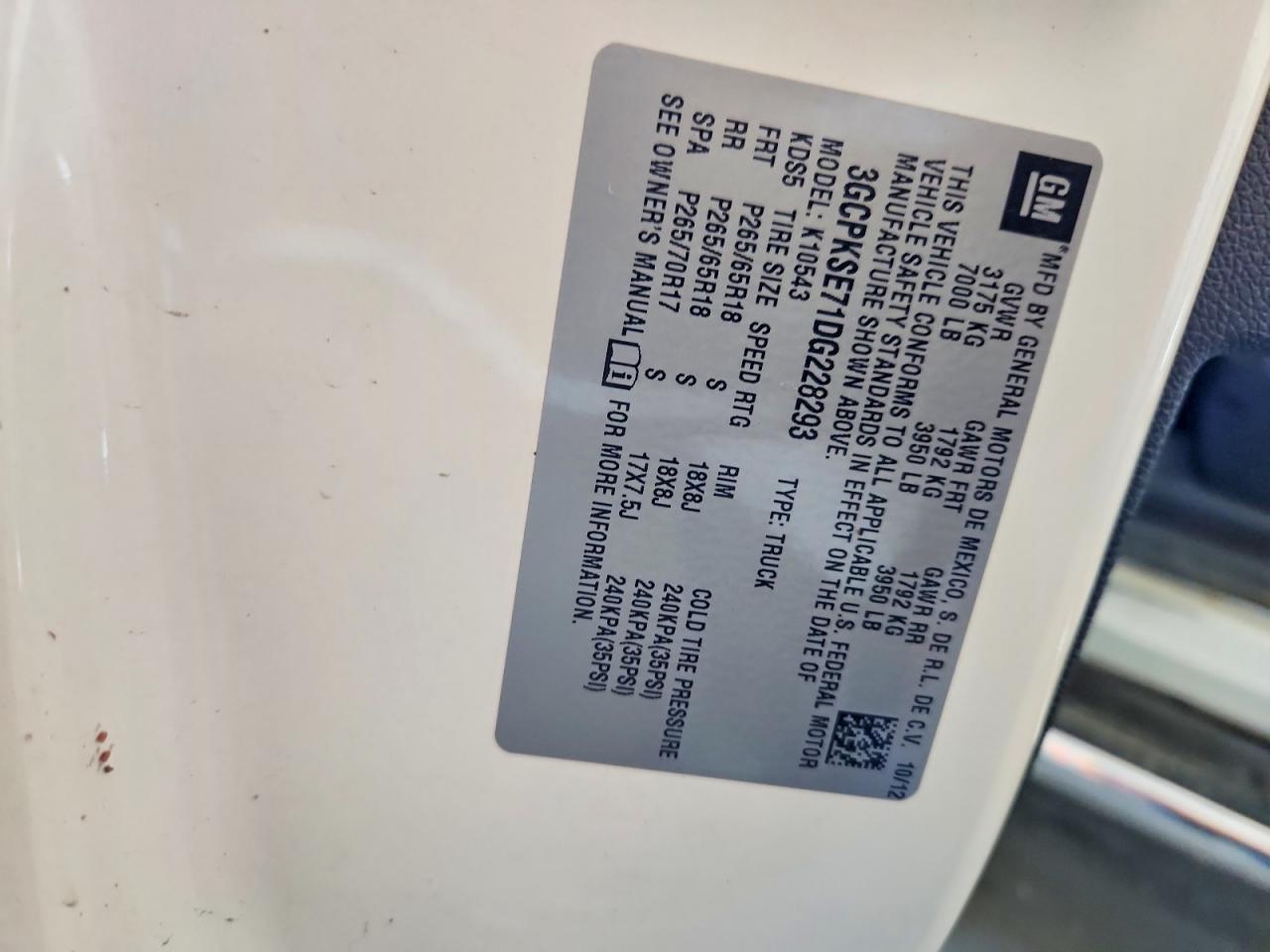 2013 Chevrolet Silverado K1500 Lt White vin: 3GCPKSE71DG228293