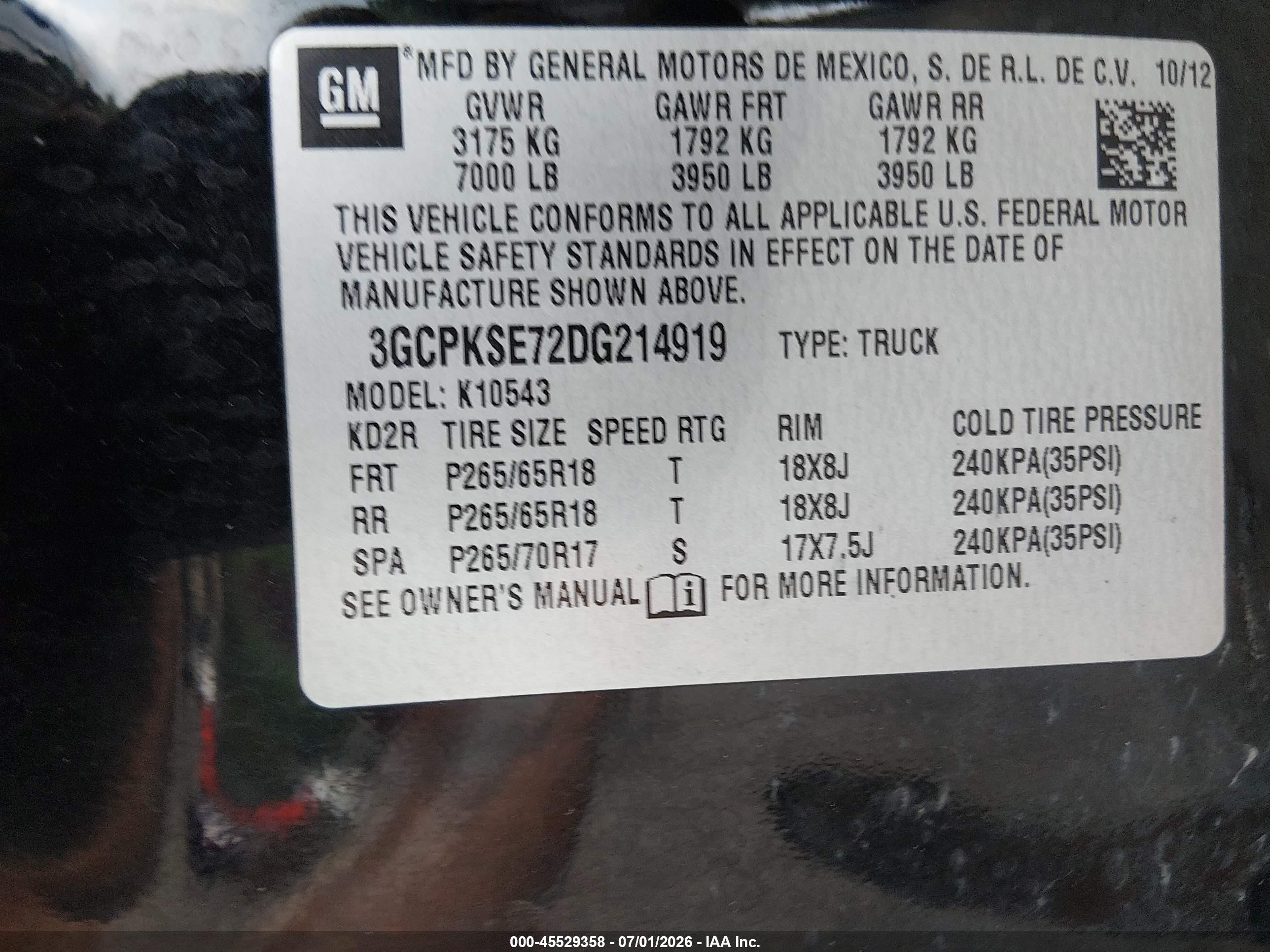 2013 Chevrolet Silverado 1500 Lt Black vin: 3GCPKSE72DG214919