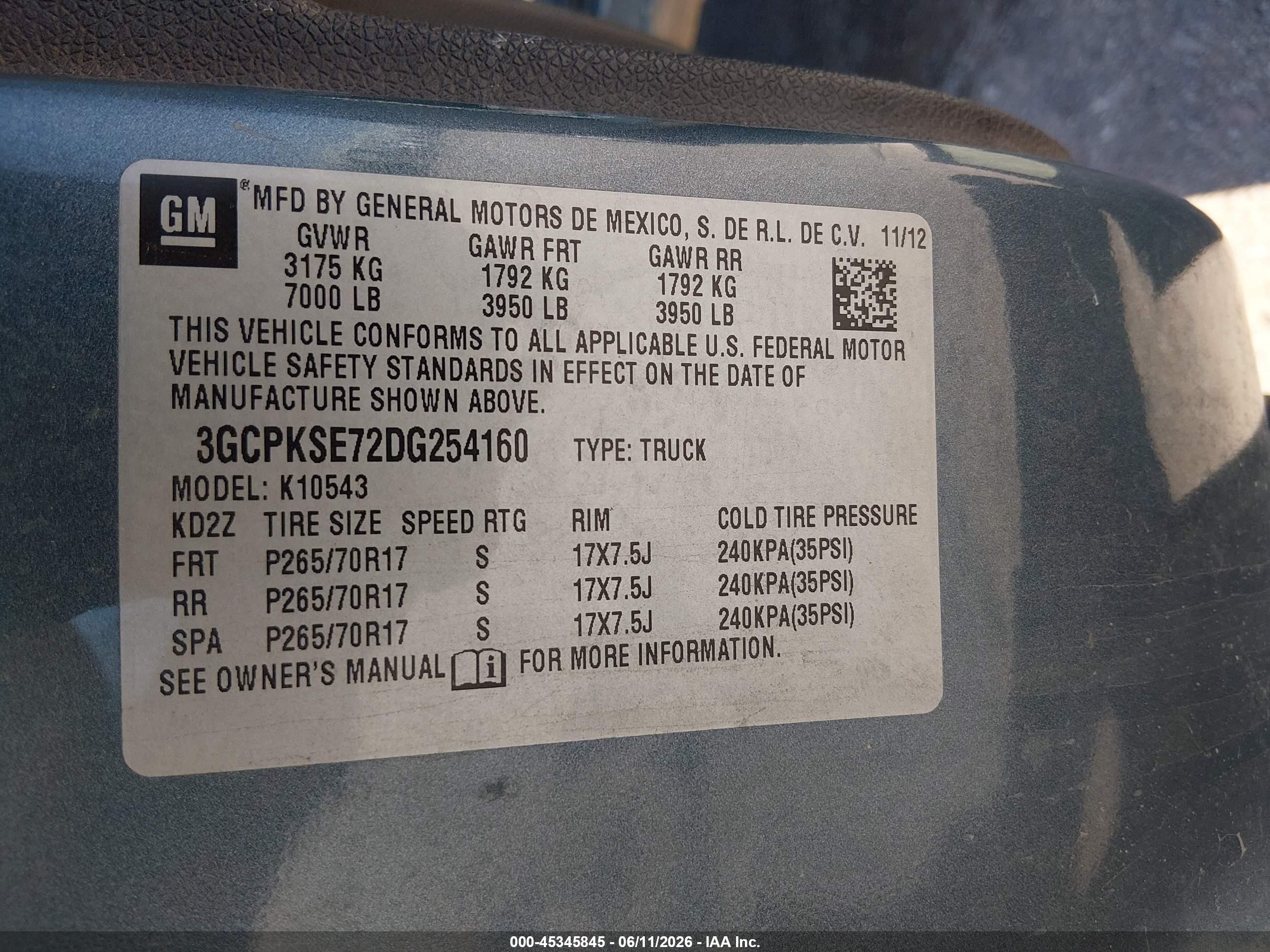 2013 Chevrolet Silverado 1500 Lt Blue vin: 3GCPKSE72DG254160