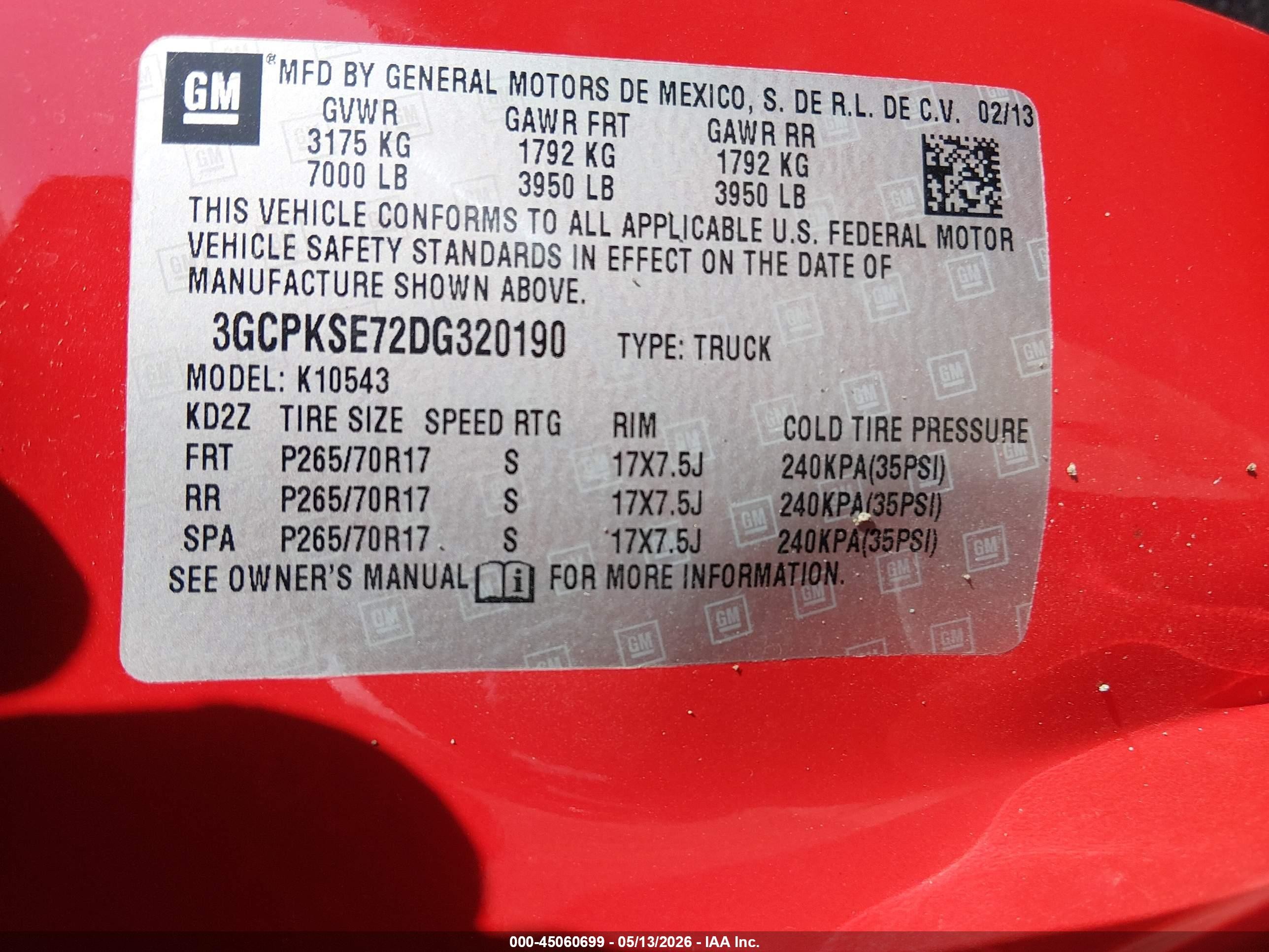 2013 Chevrolet Silverado 1500 Lt Red vin: 3GCPKSE72DG320190