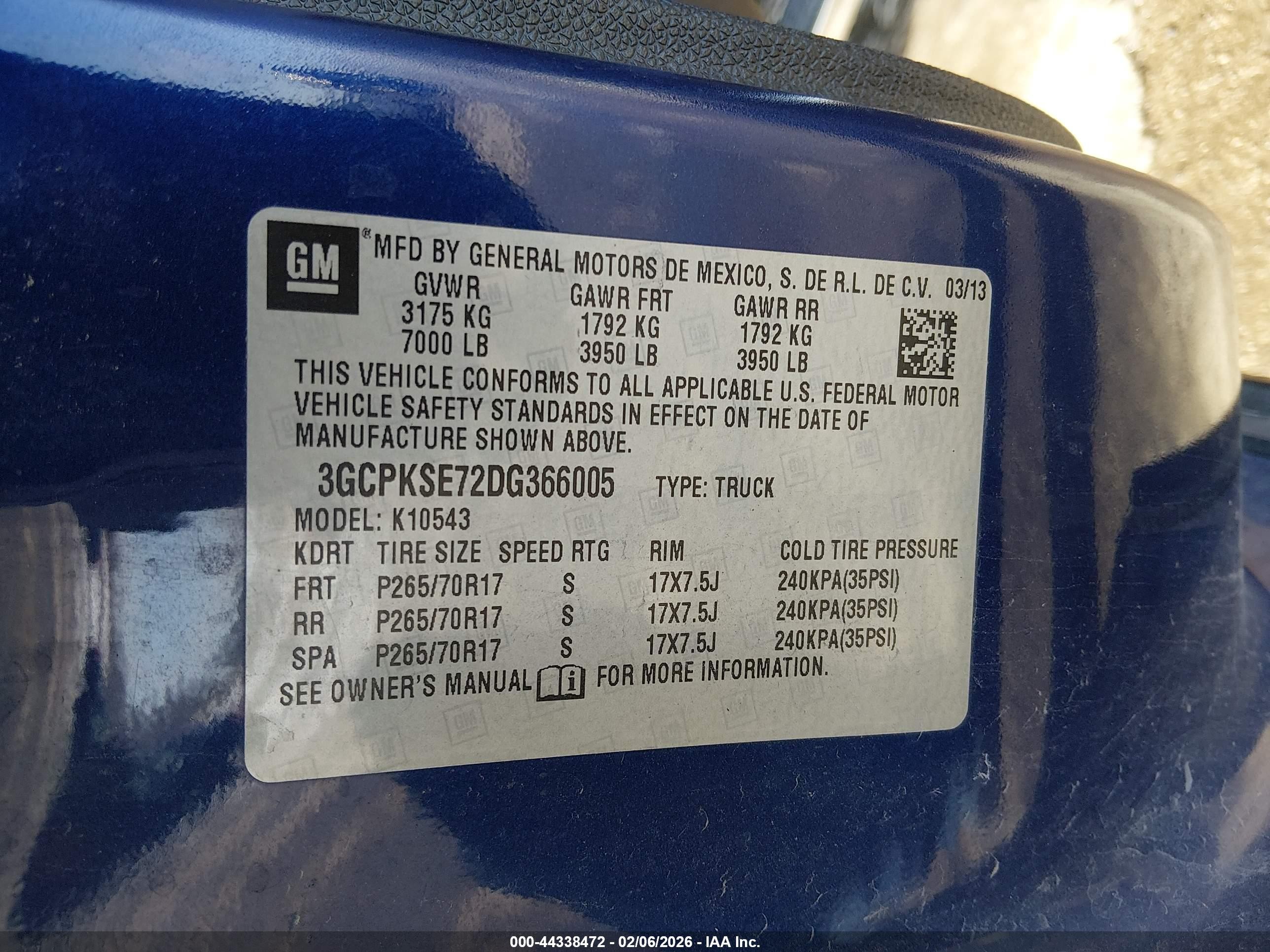 2013 Chevrolet Silverado 1500 Lt Blue vin: 3GCPKSE72DG366005