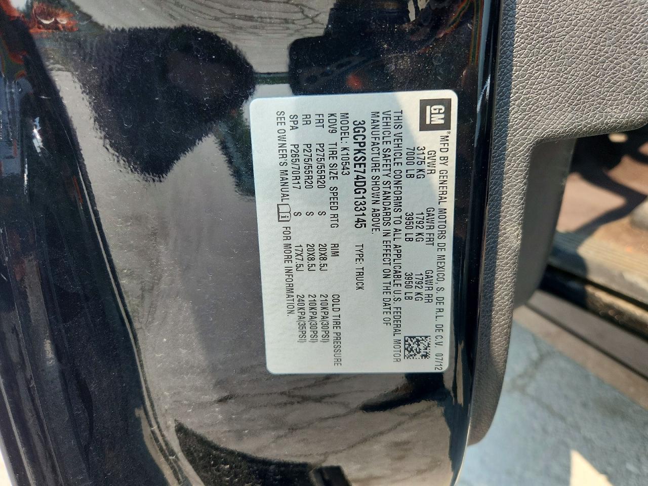 2013 Chevrolet Silverado K1500 Lt Black vin: 3GCPKSE74DG133145