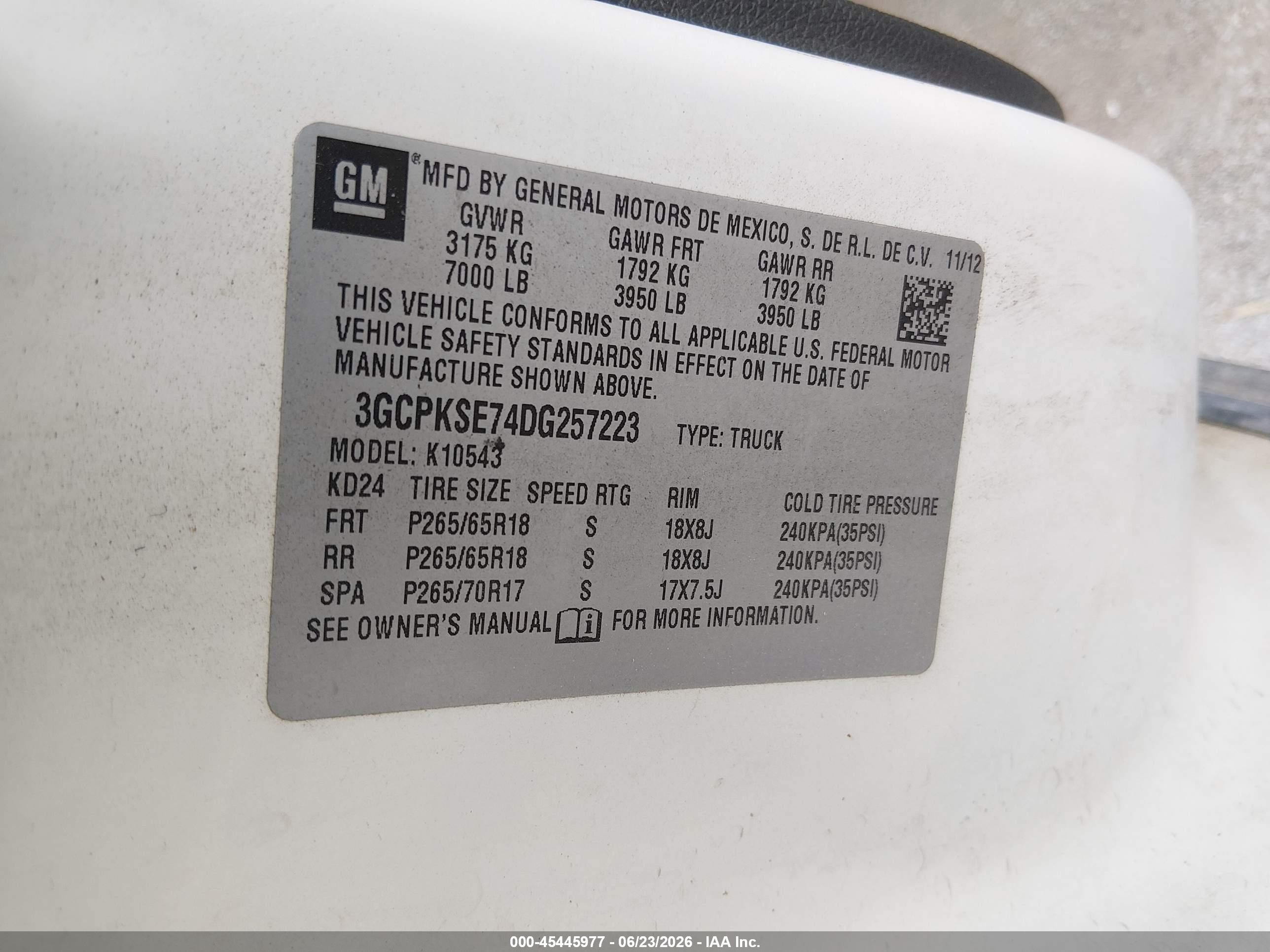 2013 Chevrolet Silverado 1500 Lt White vin: 3GCPKSE74DG257223