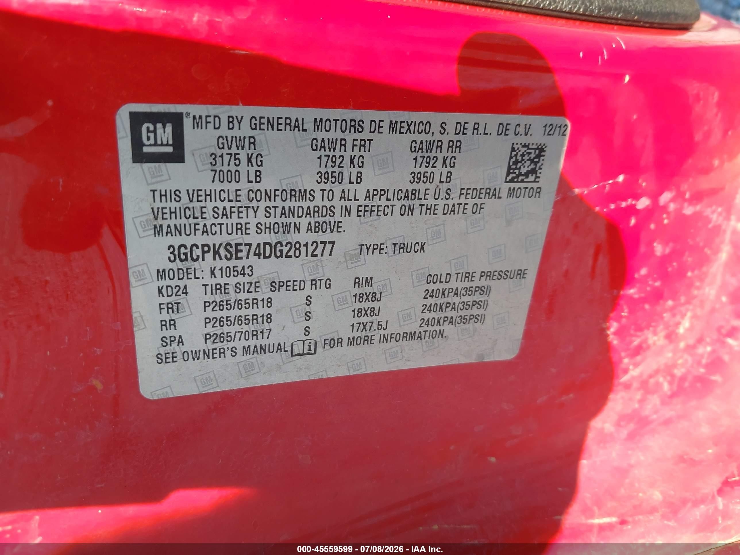 2013 Chevrolet Silverado 1500 Lt Red vin: 3GCPKSE74DG281277
