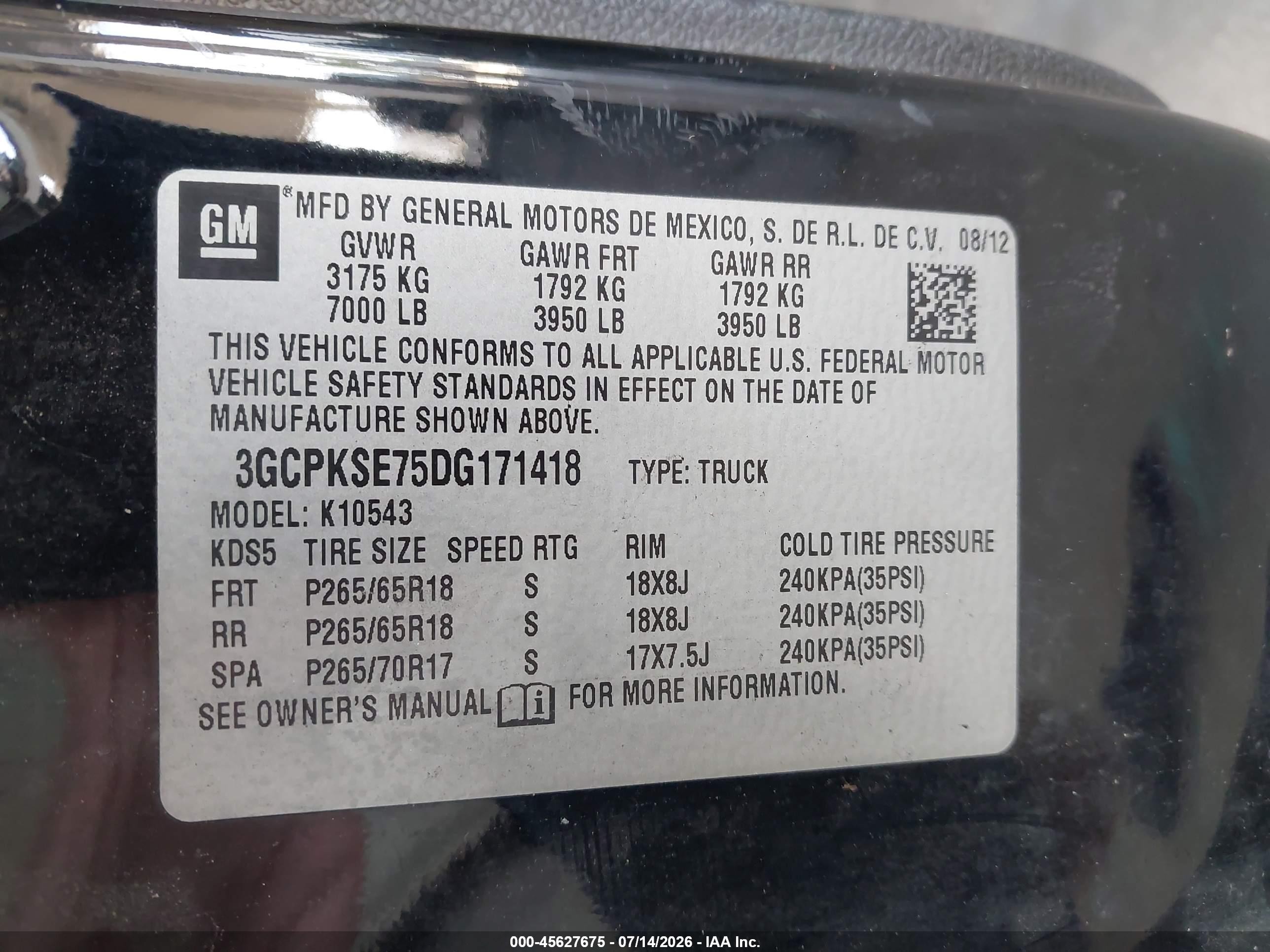 2013 Chevrolet Silverado 1500 Lt Black vin: 3GCPKSE75DG171418