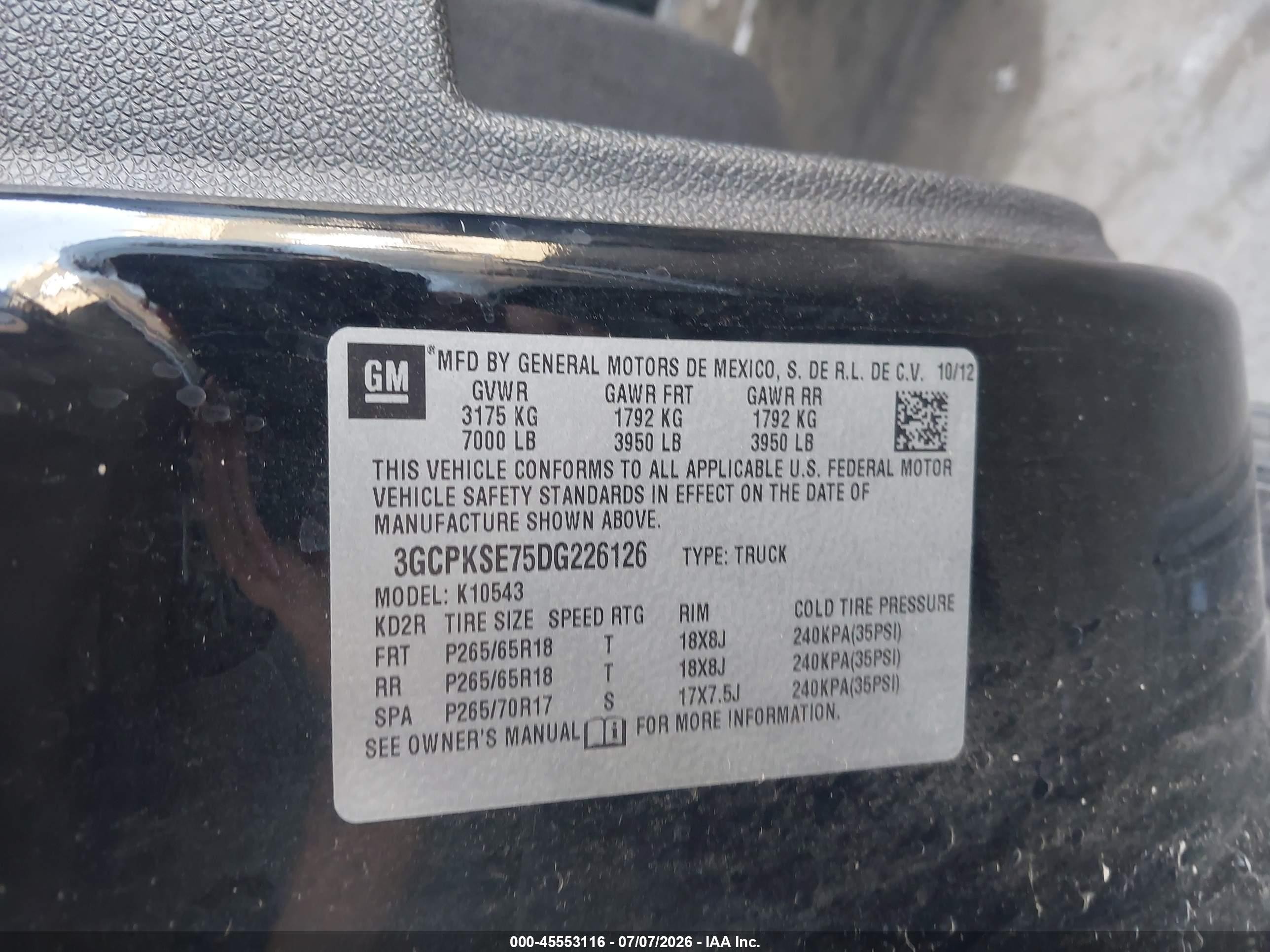 2013 Chevrolet Silverado 1500 Lt Black vin: 3GCPKSE75DG226126