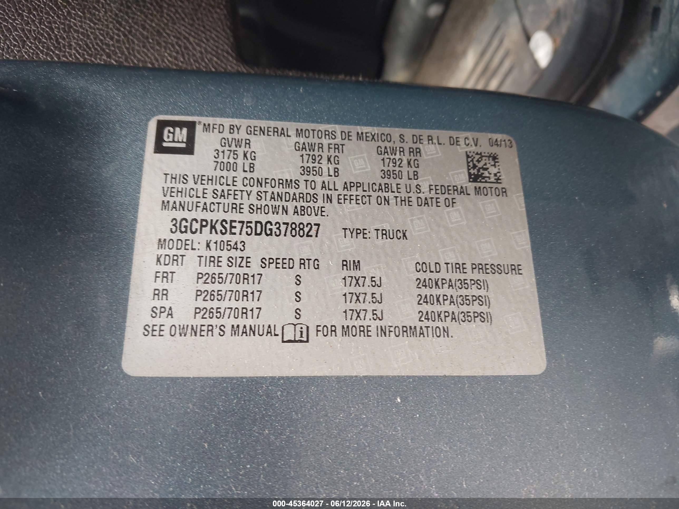 2013 Chevrolet Silverado 1500 Lt Light Blue vin: 3GCPKSE75DG378827