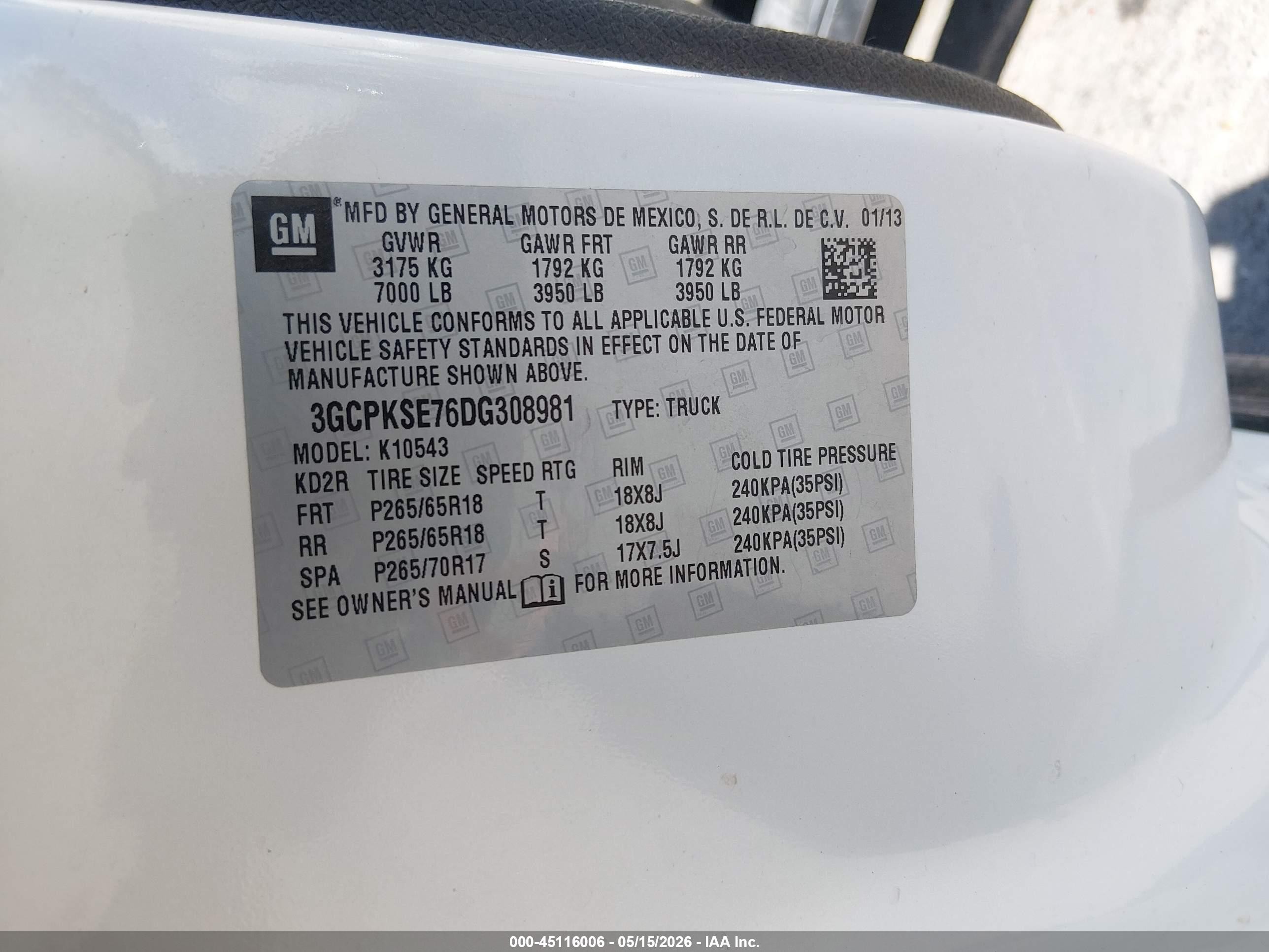 2013 Chevrolet Silverado 1500 Lt Белый vin: 3GCPKSE76DG308981