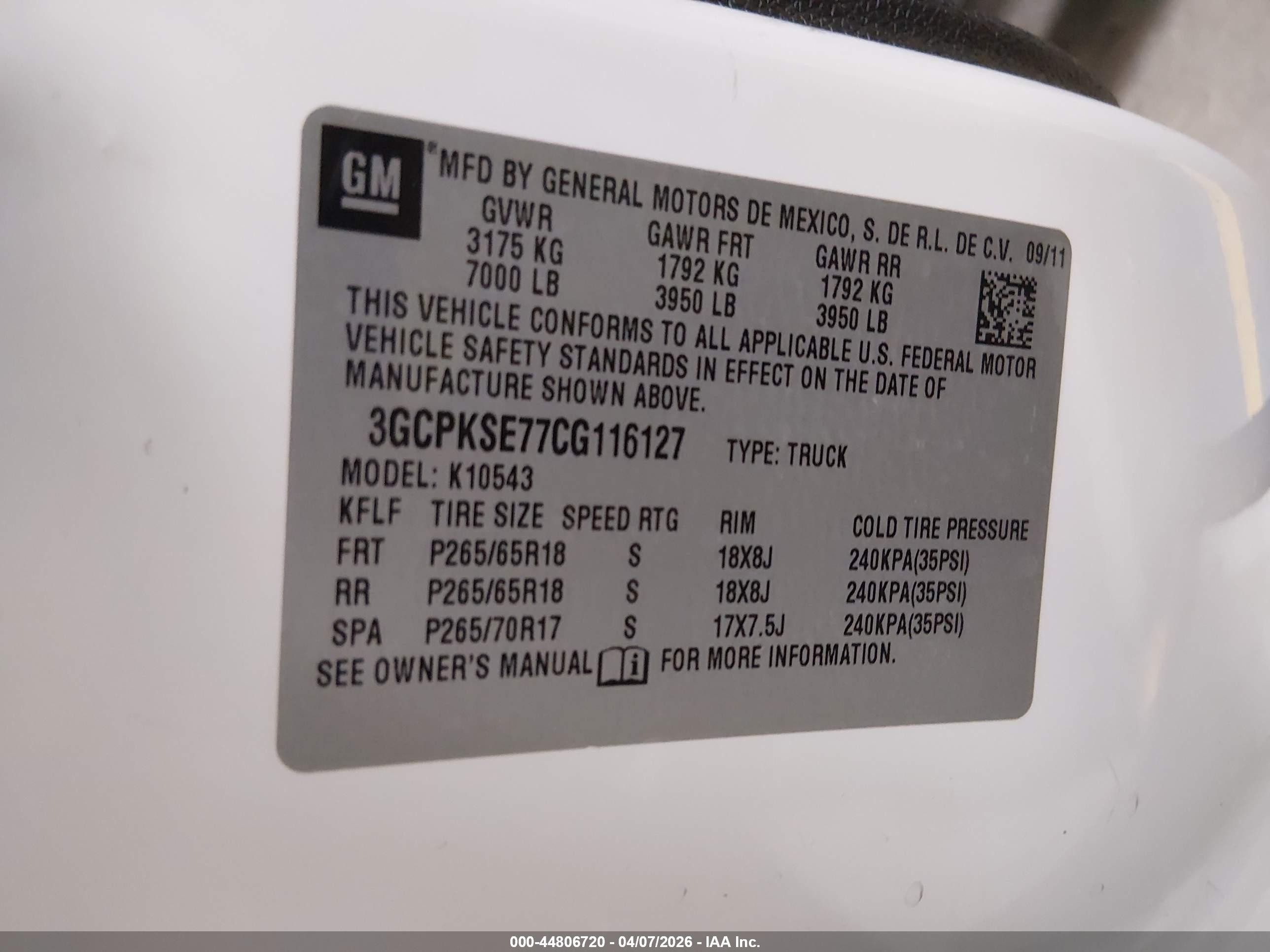 2012 Chevrolet Silverado 1500 Lt White vin: 3GCPKSE77CG116127