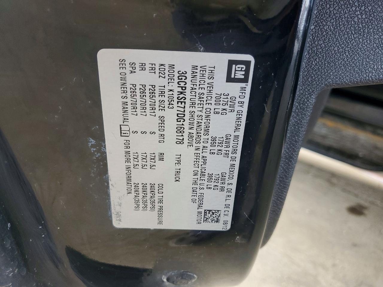 2013 Chevrolet Silverado K1500 Lt Black vin: 3GCPKSE77DG168178