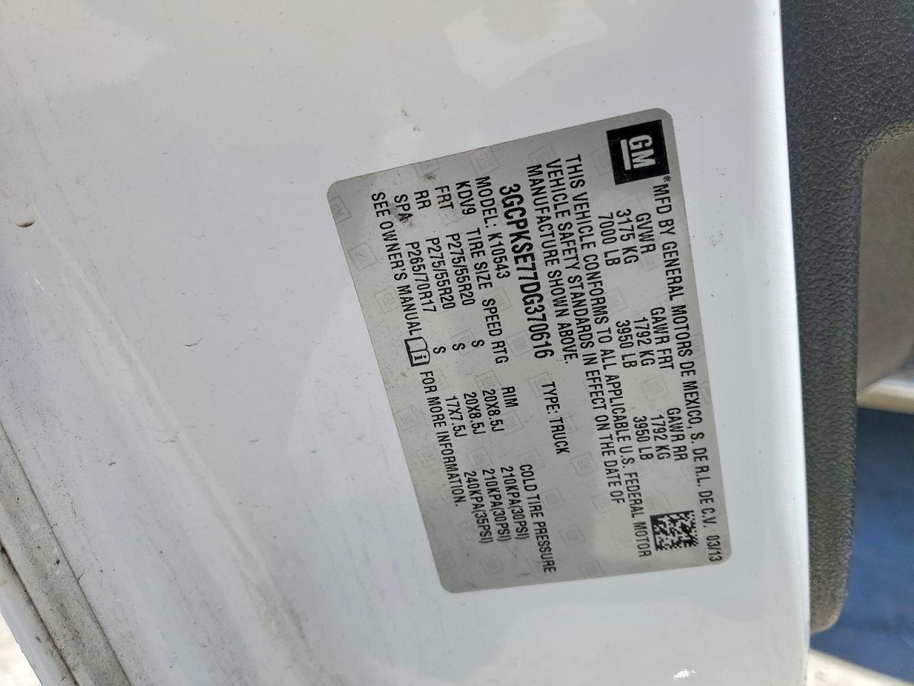 2013 Chevrolet Silverado K1500 Lt White vin: 3GCPKSE77DG370616