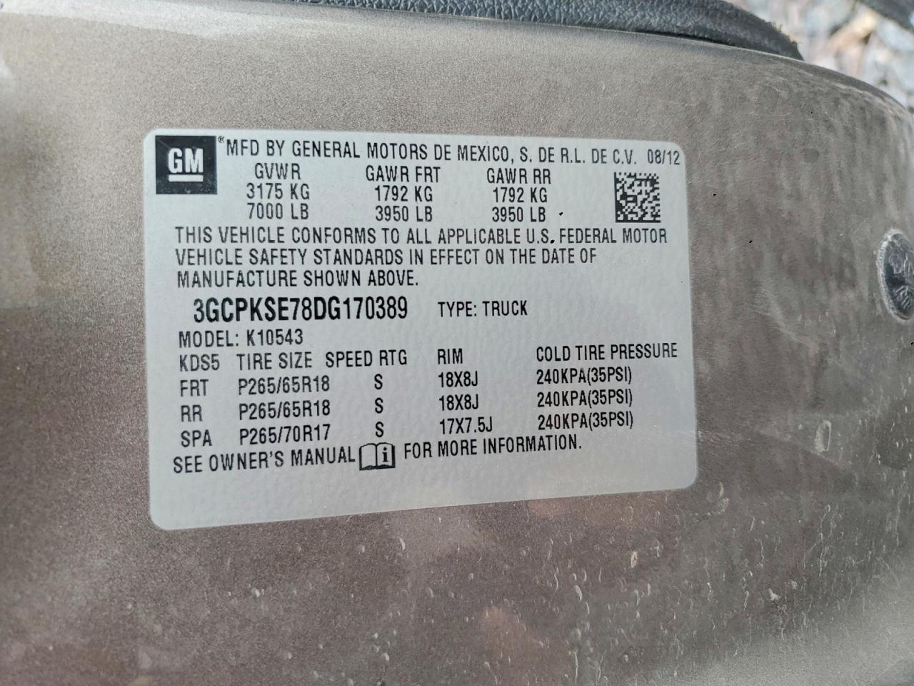 2013 Chevrolet Silverado K1500 Lt Tan vin: 3GCPKSE78DG170389