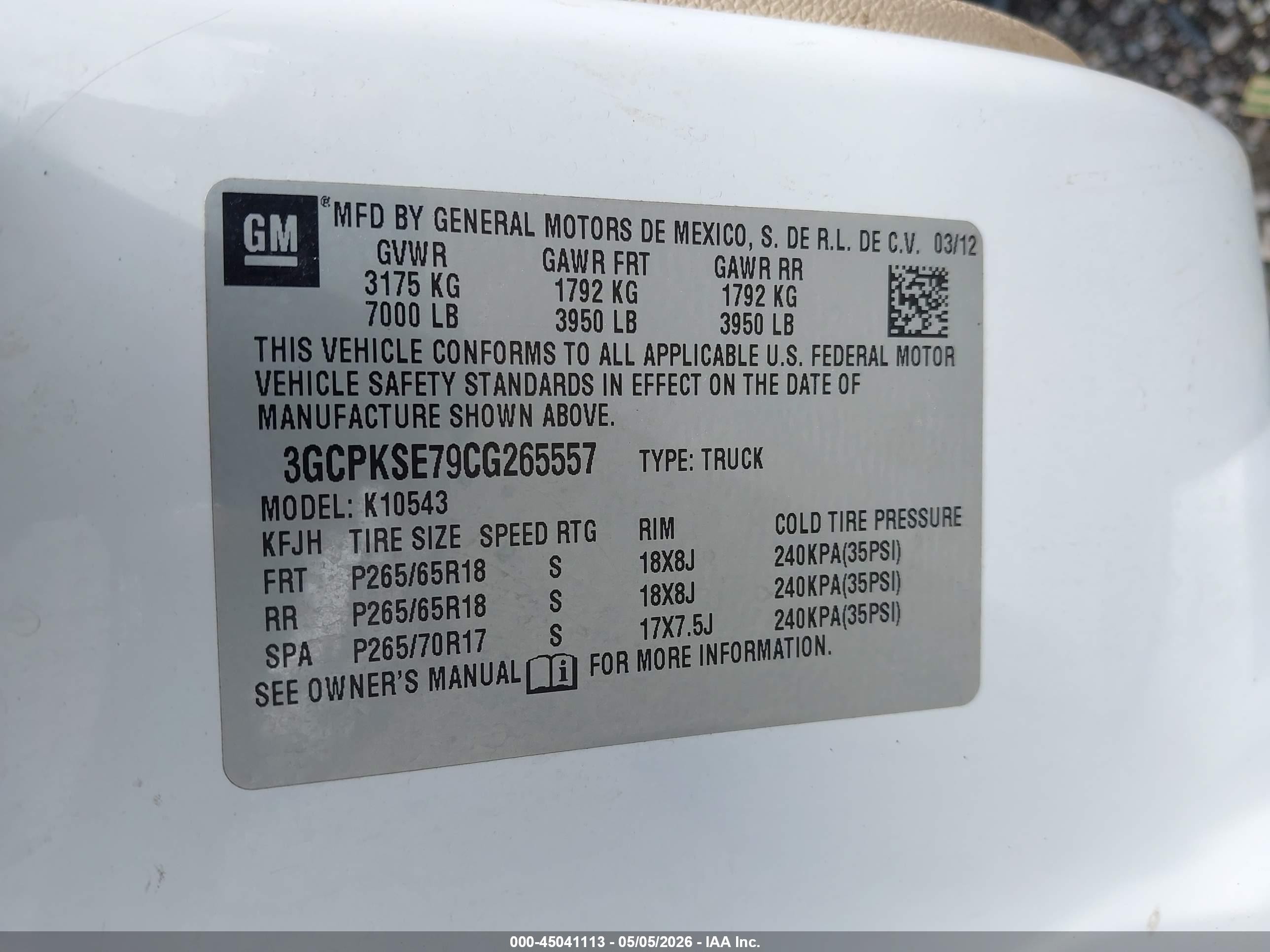 2012 Chevrolet Silverado 1500 Lt White vin: 3GCPKSE79CG265557
