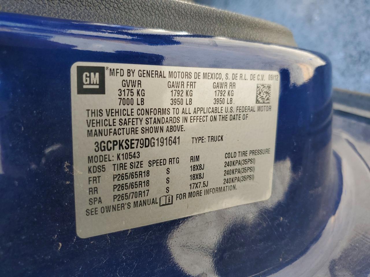 2013 Chevrolet Silverado K1500 Lt Blue vin: 3GCPKSE79DG191641