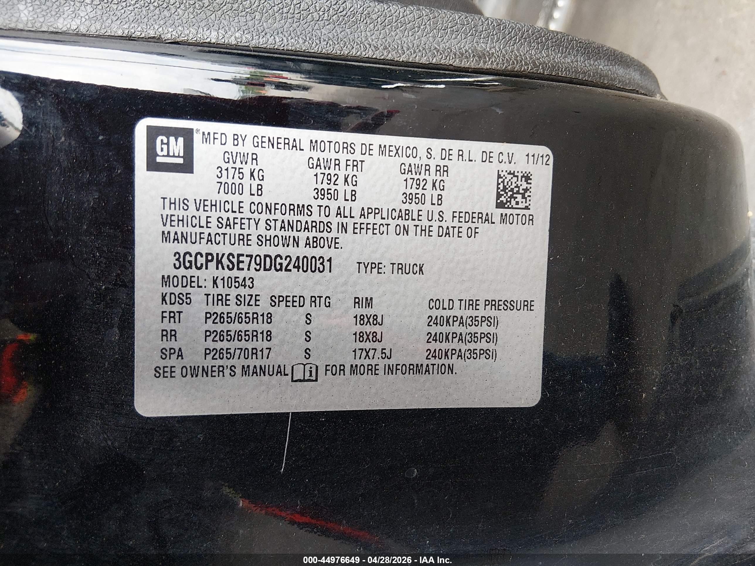 2013 Chevrolet Silverado 1500 Lt Black vin: 3GCPKSE79DG240031