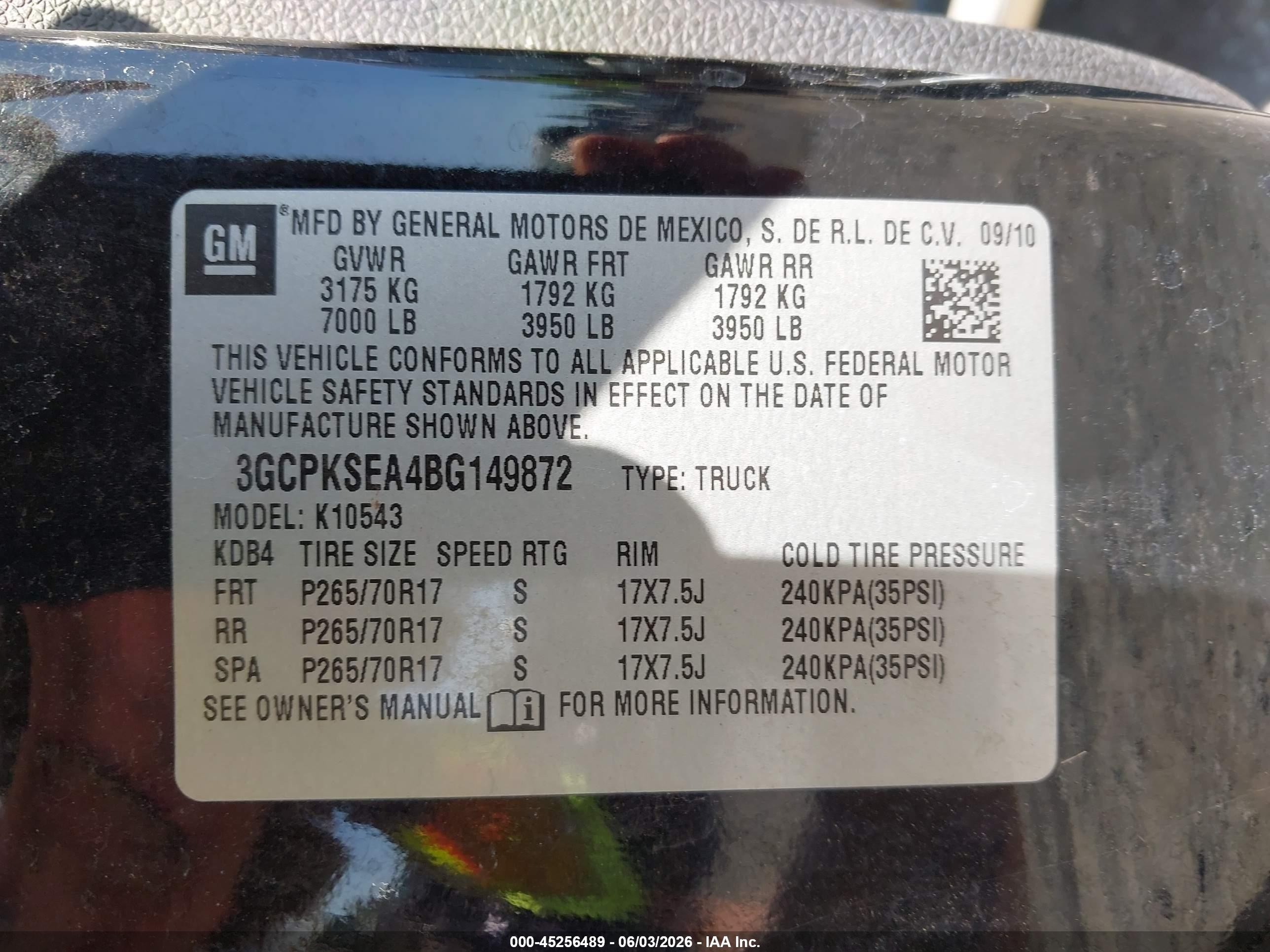 2011 Chevrolet Silverado 1500 Lt Black vin: 3GCPKSEA4BG149872