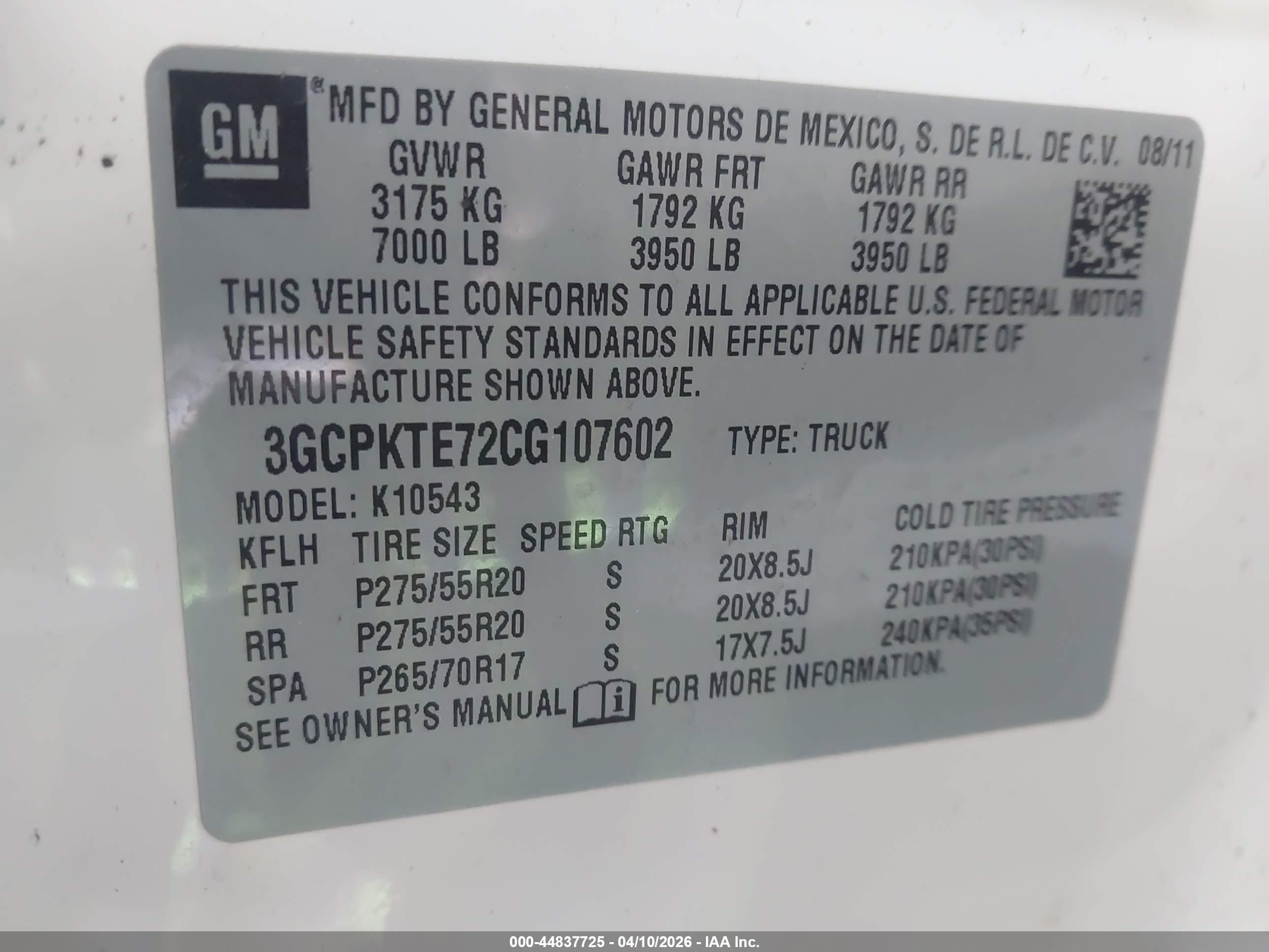 2012 Chevrolet Silverado 1500 Ltz Cream vin: 3GCPKTE72CG107602