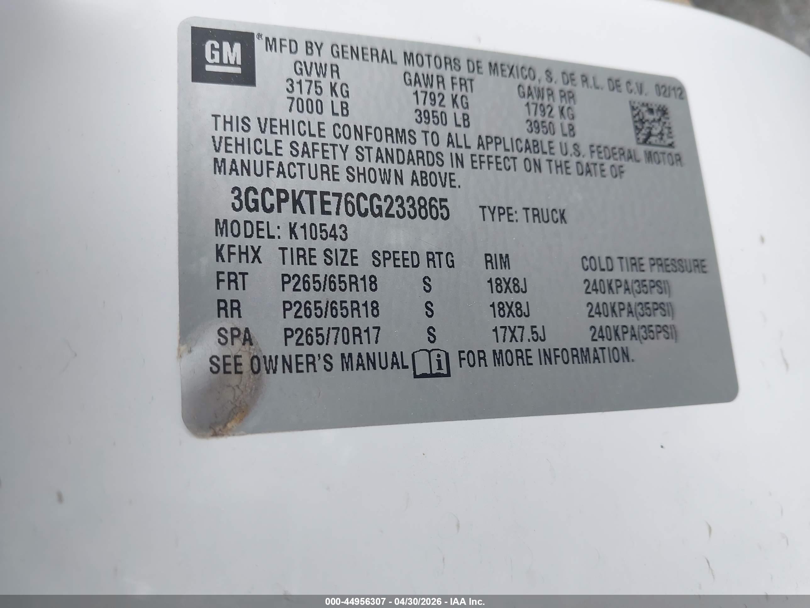 2012 Chevrolet Silverado 1500 Ltz White vin: 3GCPKTE76CG233865