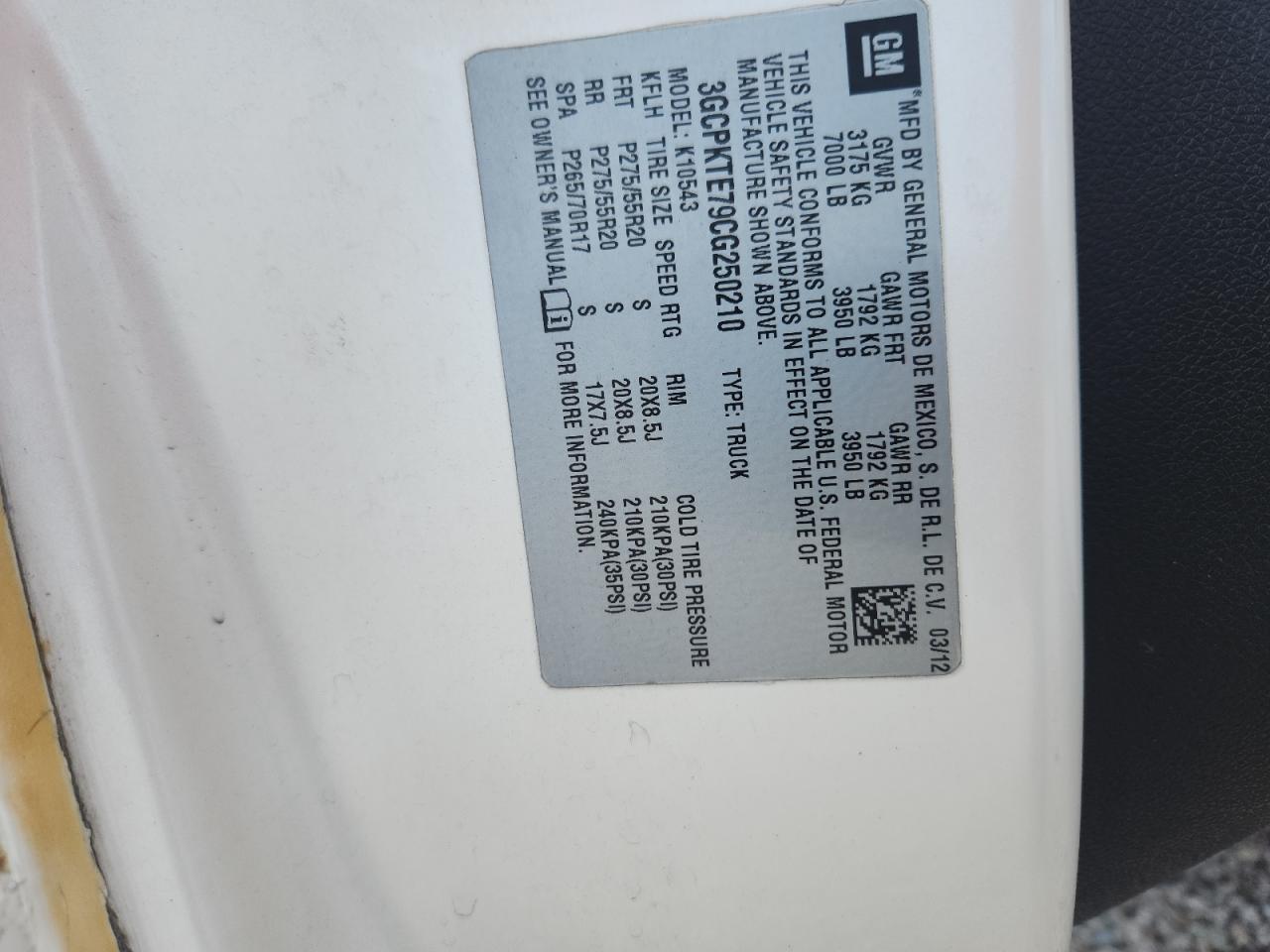 2012 Chevrolet Silverado K1500 Ltz Белый vin: 3GCPKTE79CG250210