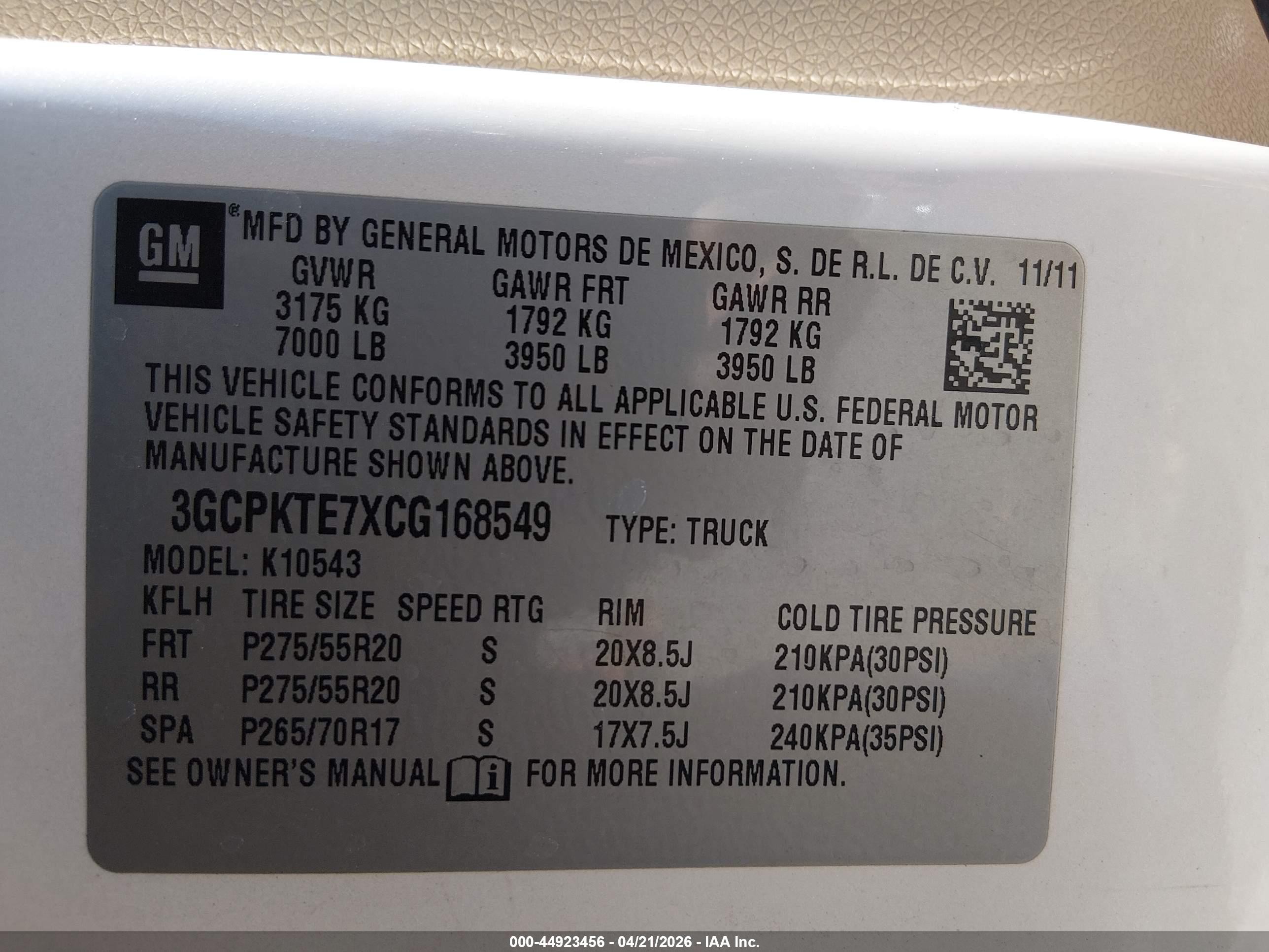 2012 Chevrolet Silverado 1500 Ltz White vin: 3GCPKTE7XCG168549