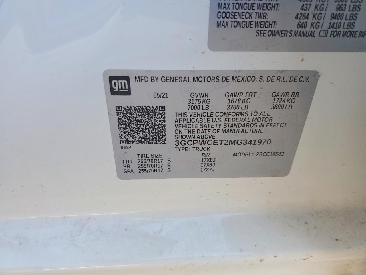 2021 Chevrolet Silverado C1500 Lt White vin: 3GCPWCET2MG341970