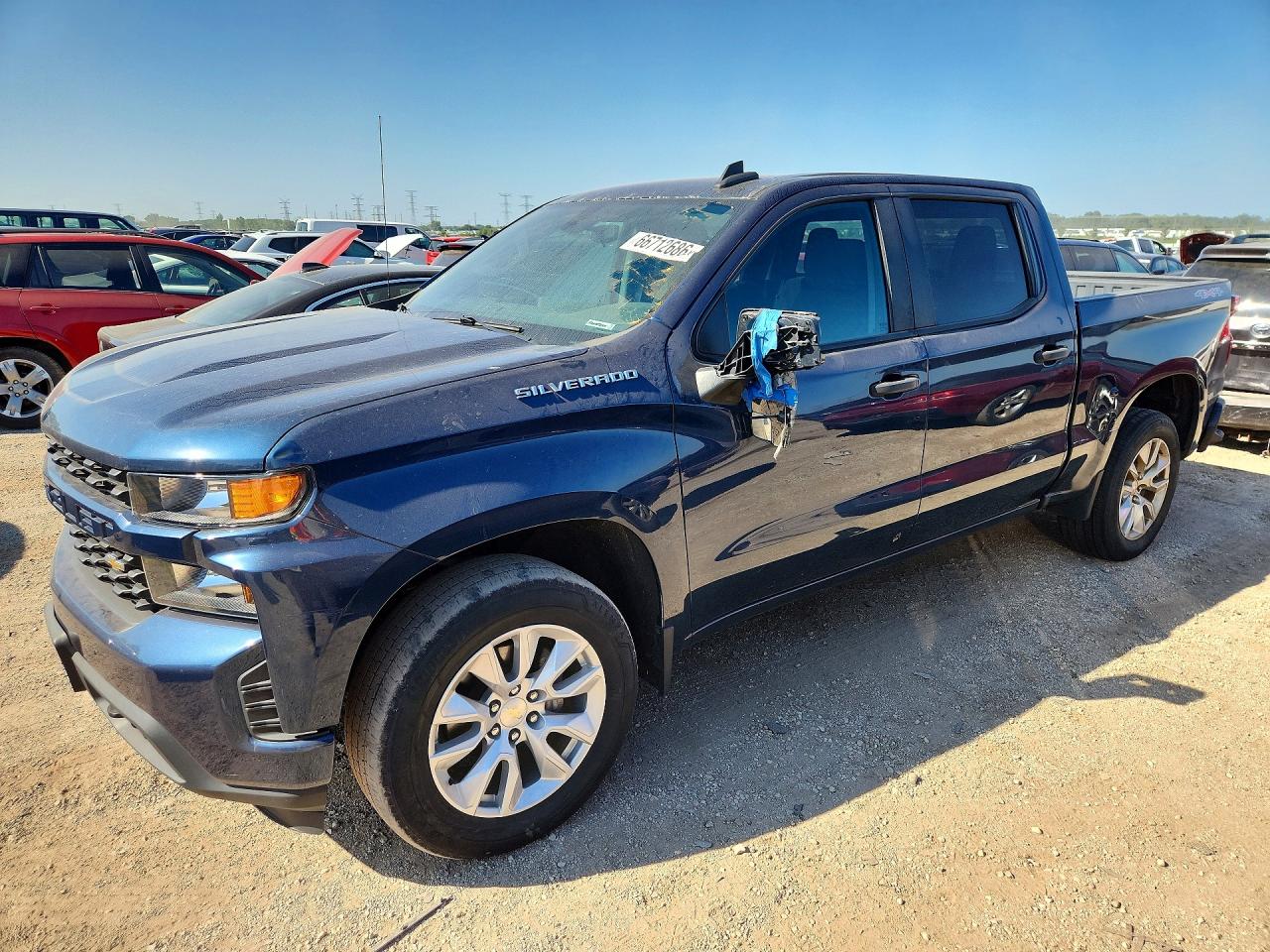 2021 Chevrolet Silverado K1500 Custom Blue vin: 3GCPYBEK2MG194044