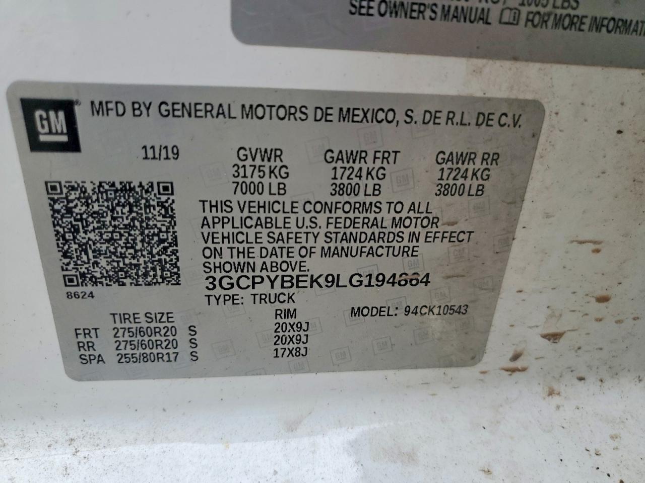 2020 Chevrolet Silverado K1500 Custom White vin: 3GCPYBEK9LG194864