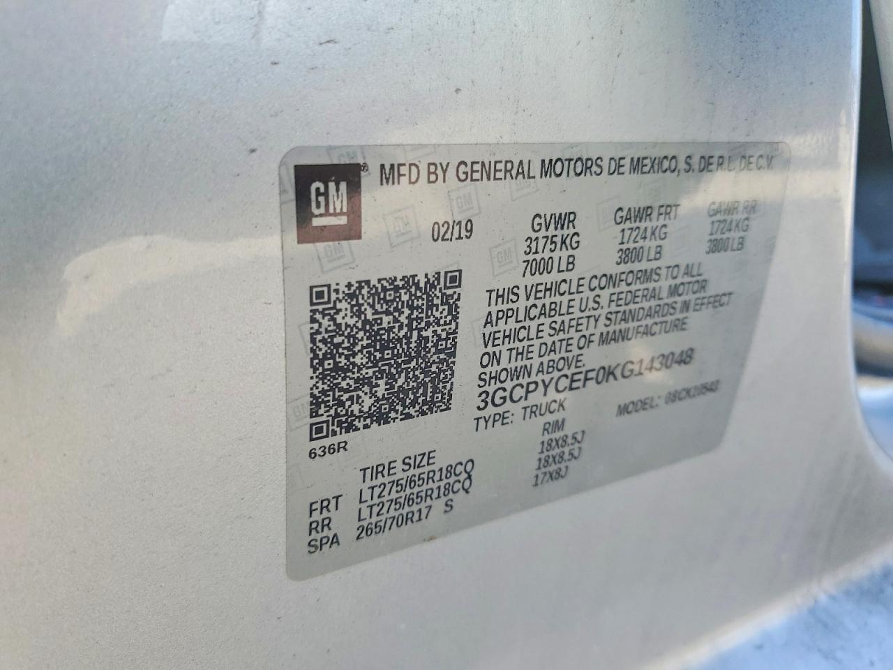 2019 Chevrolet Silverado K1500 Trail Boss Custom Silver vin: 3GCPYCEF0KG143048