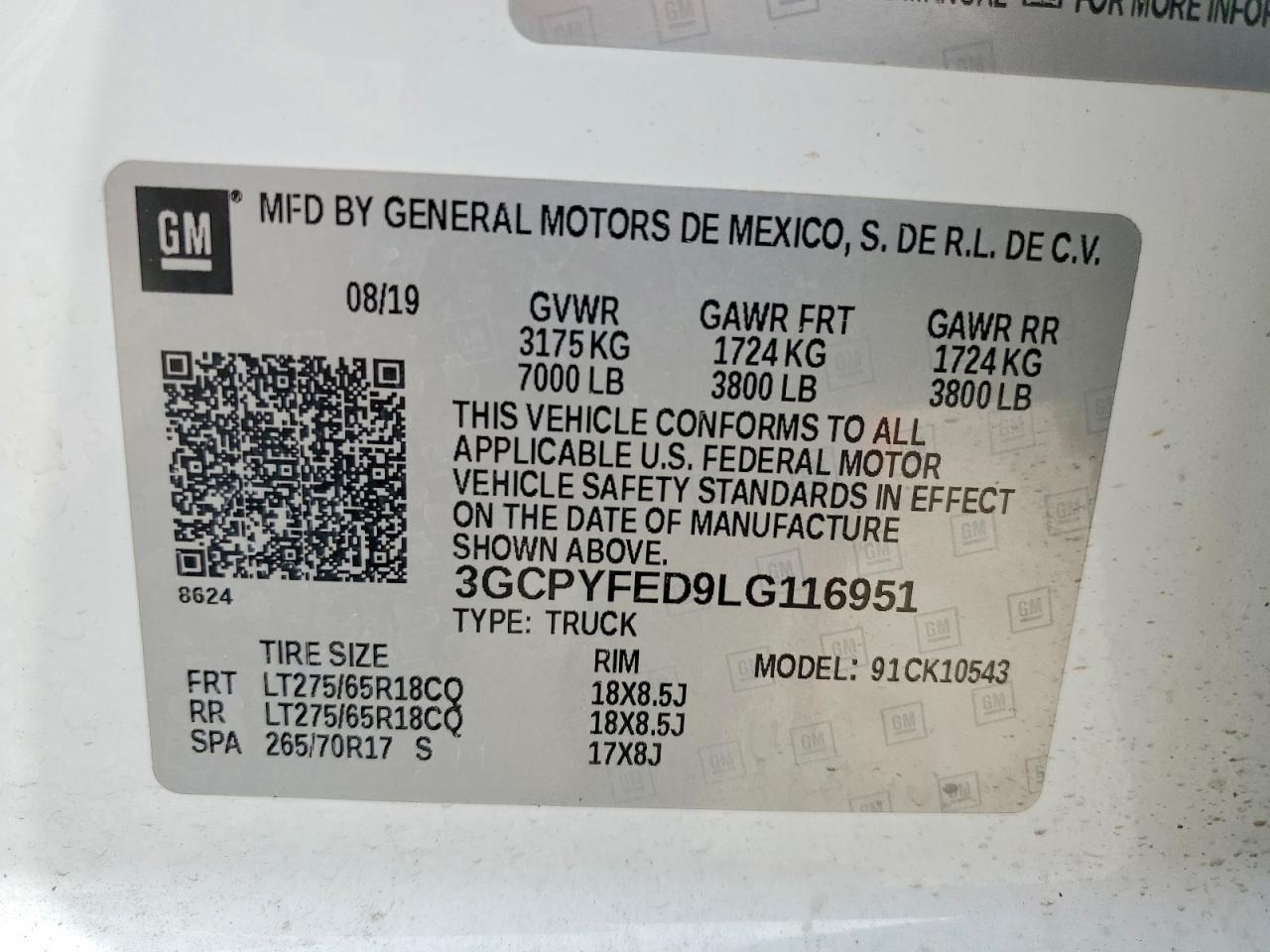 2020 Chevrolet Silverado K1500 Lt Trail Boss White vin: 3GCPYFED9LG116951