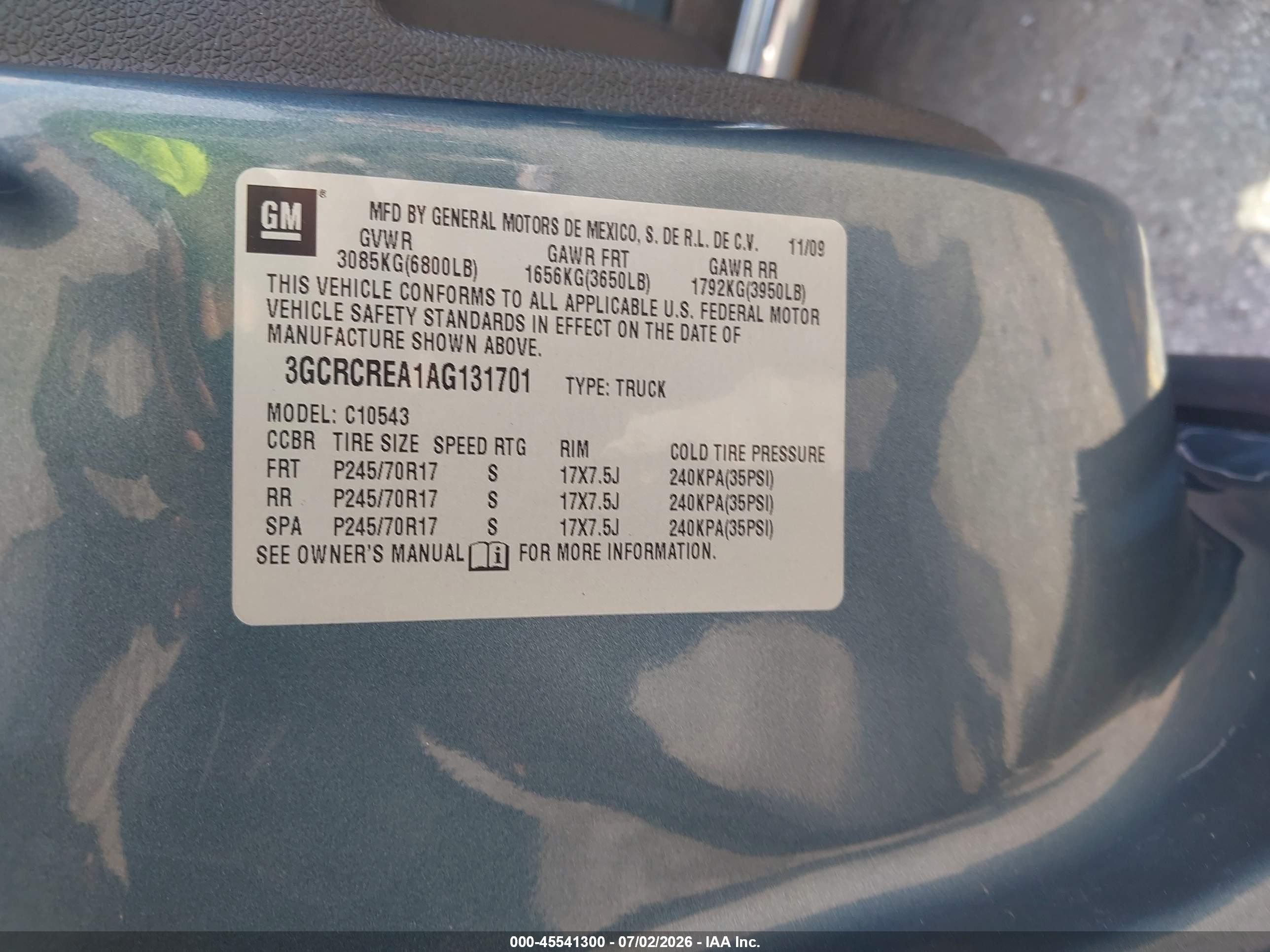 2010 Chevrolet Silverado 1500 Ls Бирюзовый vin: 3GCRCREA1AG131701