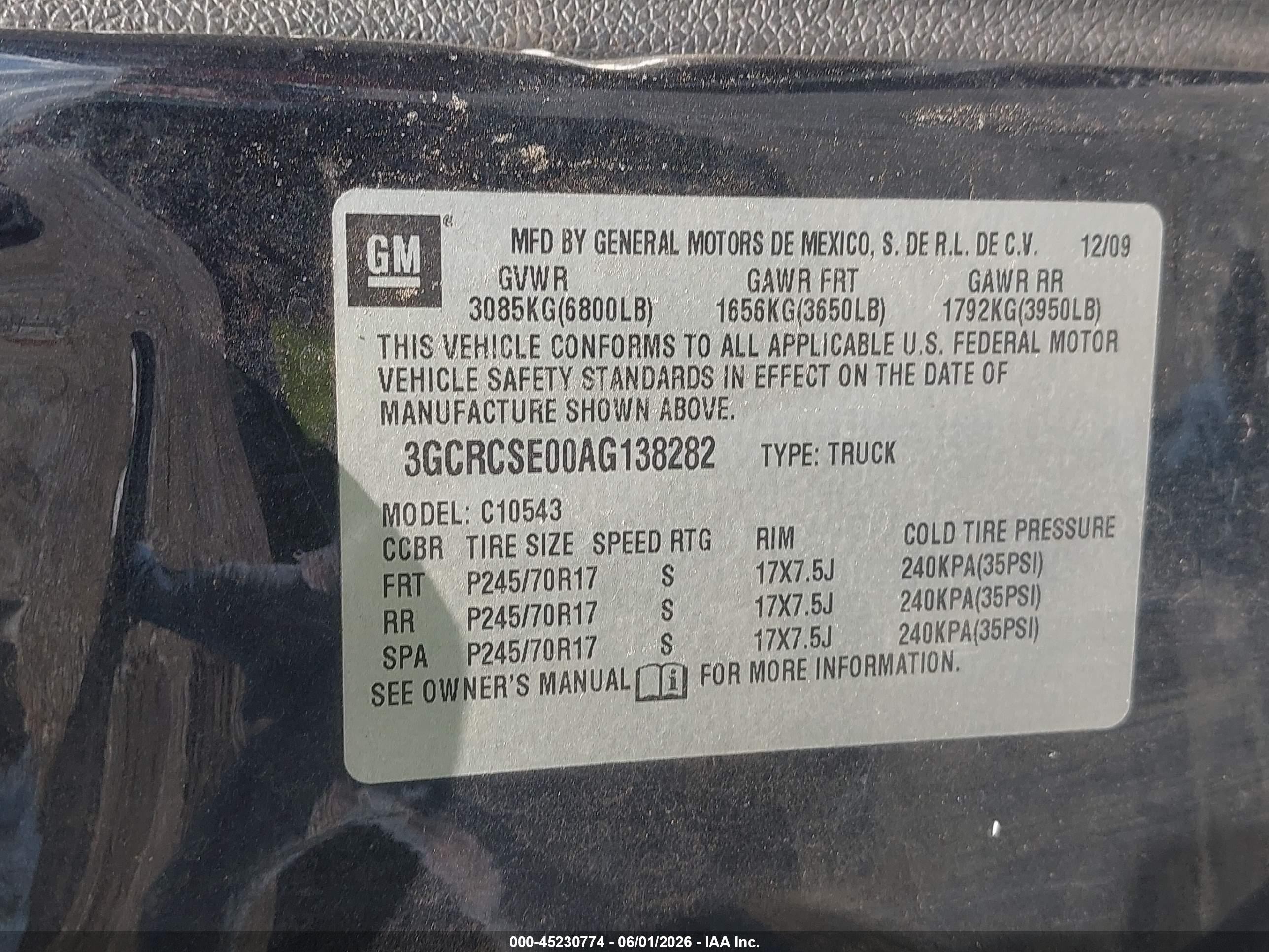2010 Chevrolet Silverado 1500 Lt Black vin: 3GCRCSE00AG138282