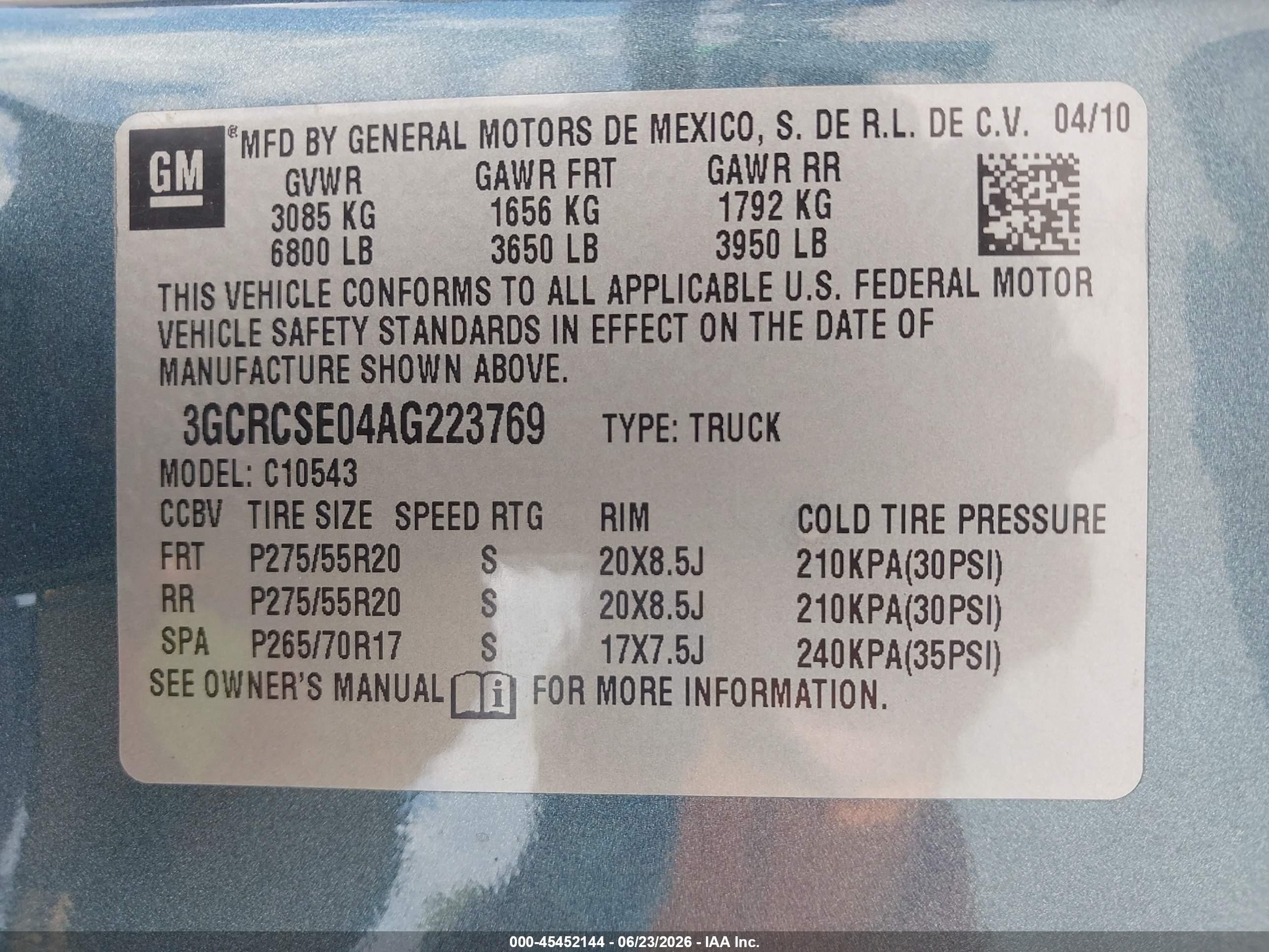 2010 Chevrolet Silverado 1500 Lt Blue vin: 3GCRCSE04AG223769