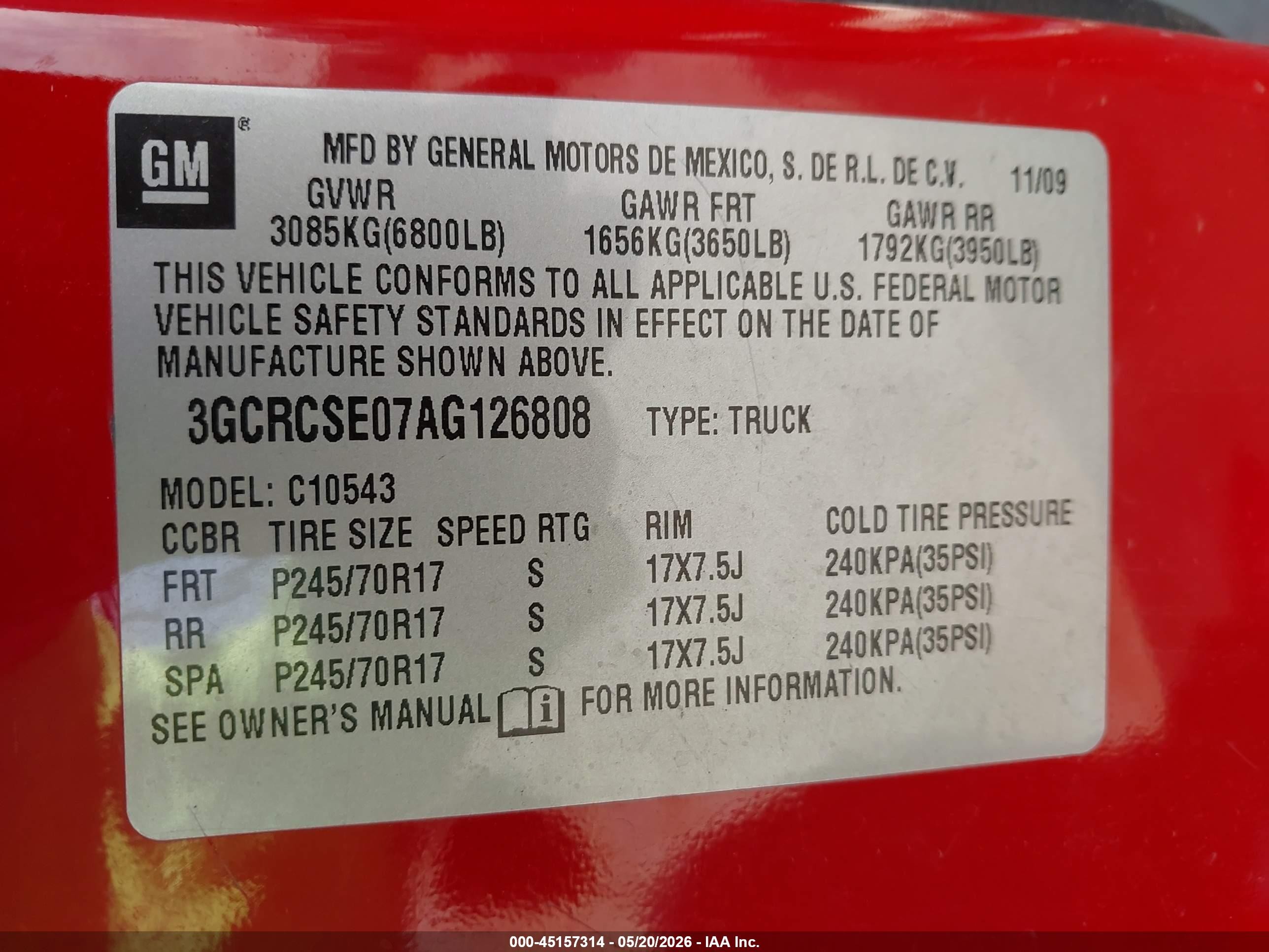 2010 Chevrolet Silverado 1500 Lt Red vin: 3GCRCSE07AG126808