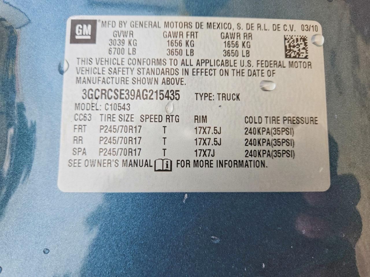 2010 Chevrolet Silverado C1500 Lt Blue vin: 3GCRCSE39AG215435