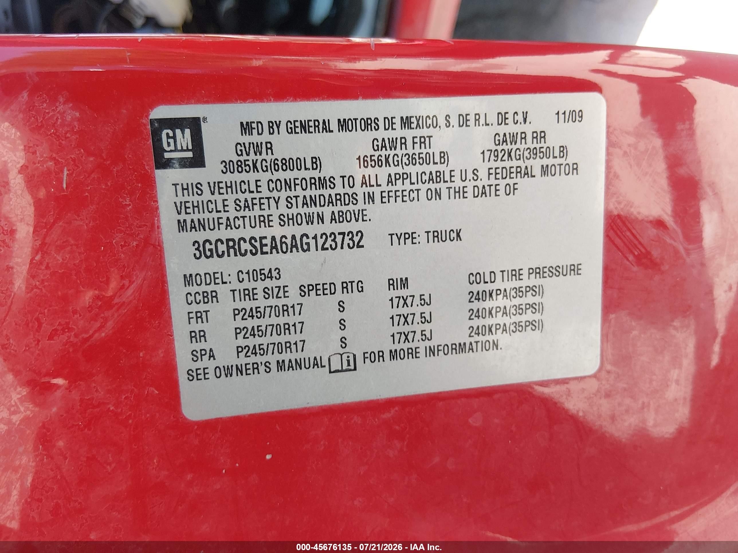 2010 Chevrolet Silverado 1500 Lt Red vin: 3GCRCSEA6AG123732