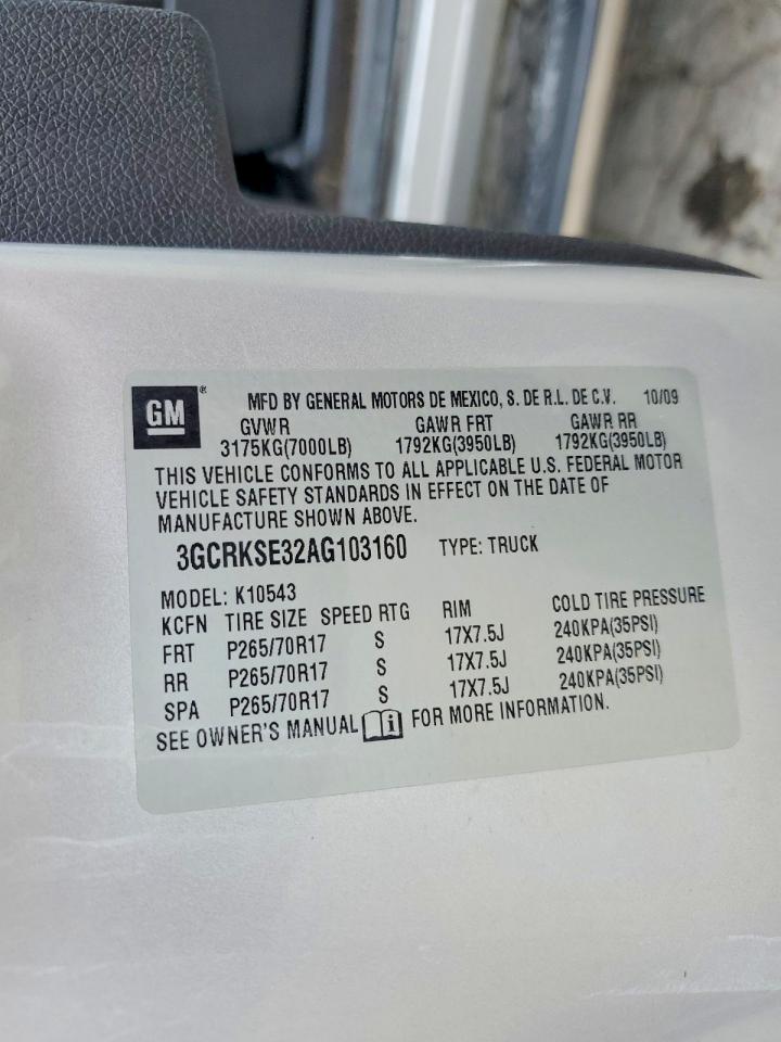2010 Chevrolet Silverado K1500 Lt Silver vin: 3GCRKSE32AG103160