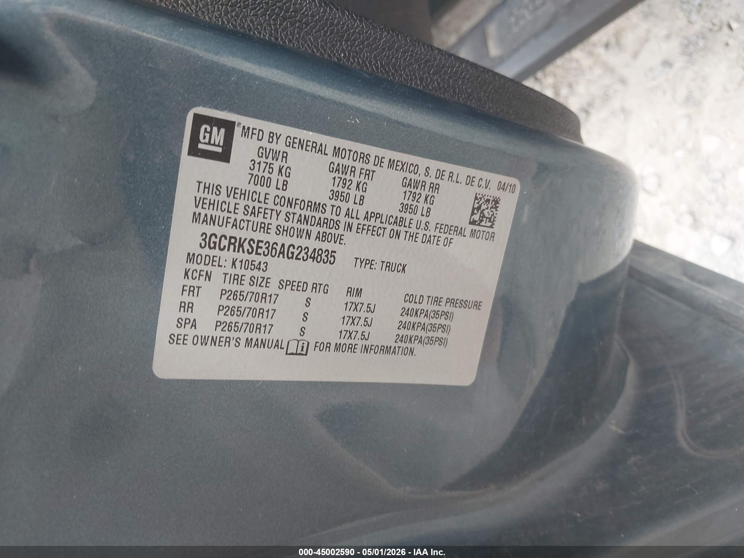 2010 Chevrolet Silverado 1500 Lt Blue vin: 3GCRKSE36AG234835