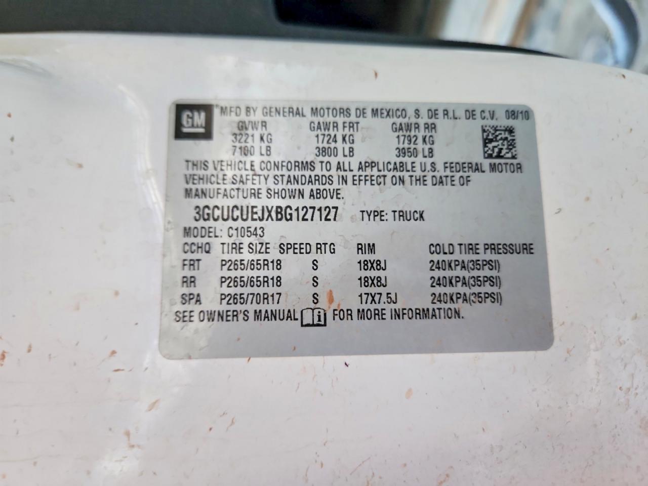 2011 Chevrolet Silverado C1500 Hybrid White vin: 3GCUCUEJXBG127127