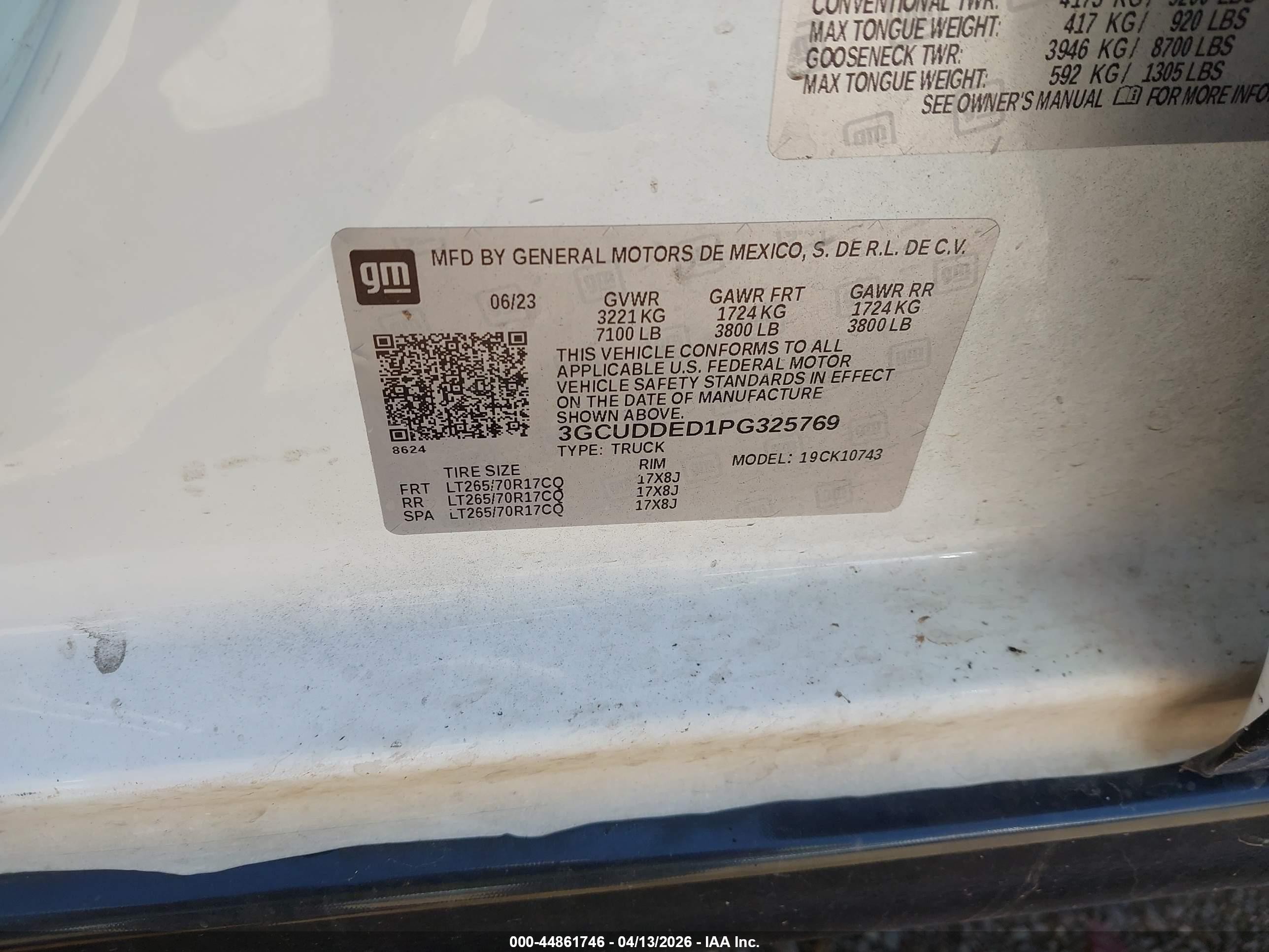 2023 Chevrolet Silverado 1500 4wd  Standard Bed Lt White vin: 3GCUDDED1PG325769