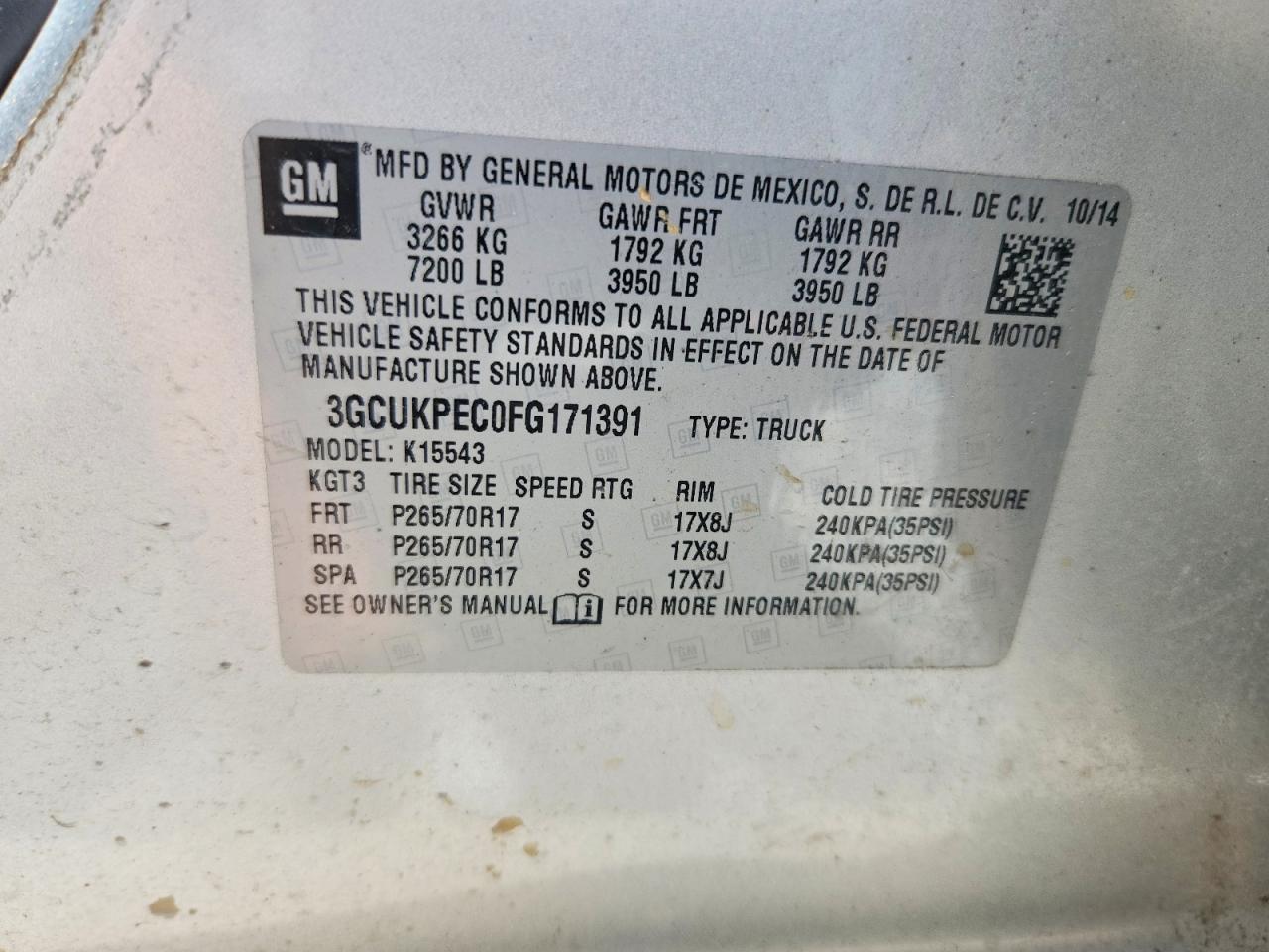 2015 Chevrolet Silverado K1500 Silver vin: 3GCUKPEC0FG171391