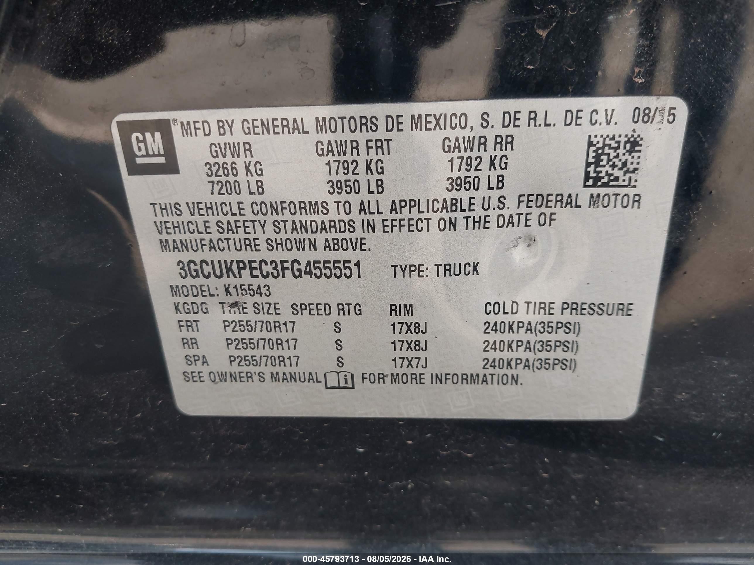 2015 Chevrolet Silverado 1500 Ls Black vin: 3GCUKPEC3FG455551