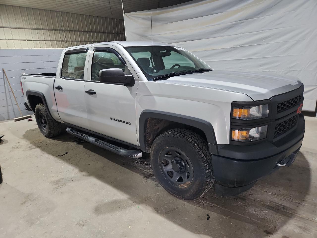2014 Chevrolet Silverado K1500 Silver vin: 3GCUKPEC5EG346507 Damage: Right Drip Rail, Dent(S) W/ Paint Dmg, 2 To 3 Inches