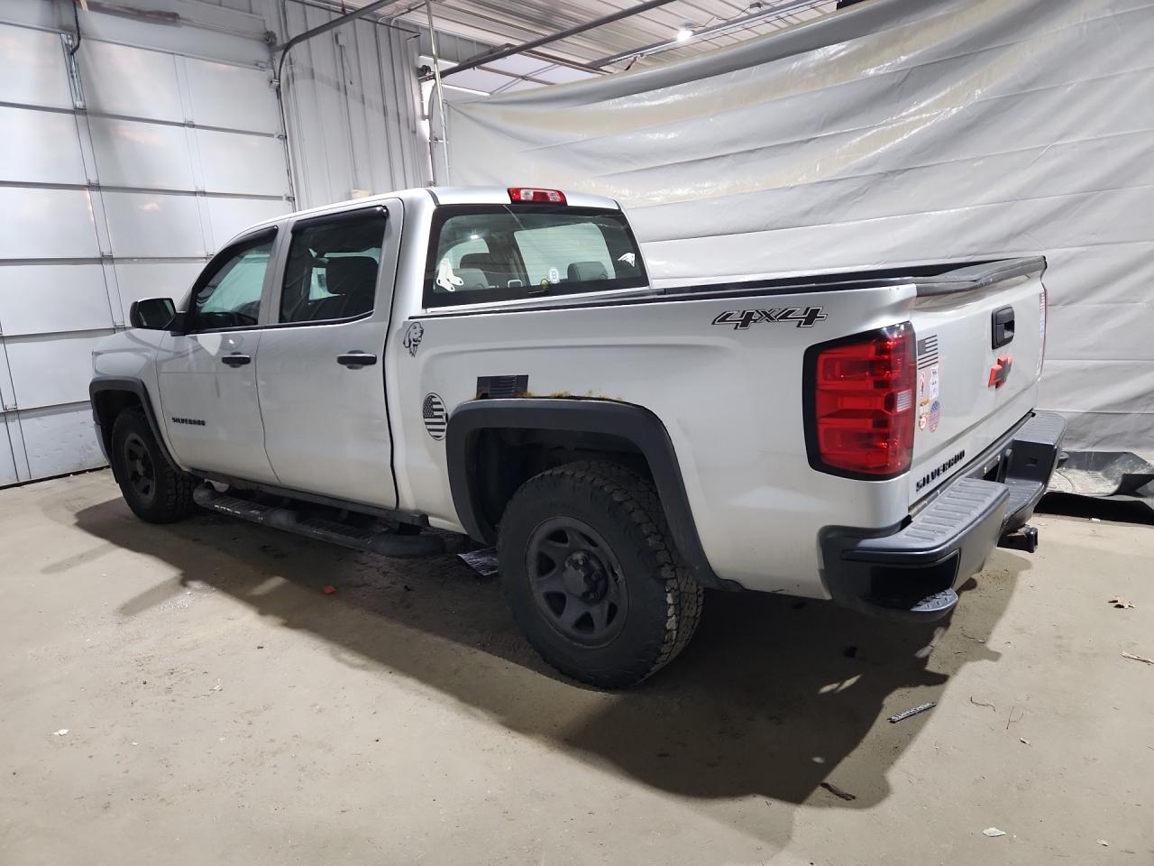 2014 Chevrolet Silverado K1500 Silver vin: 3GCUKPEC5EG346507 Damage: Left Rear Door, Dent(S) W/ Paint Dmg, 4 To 5 Inches